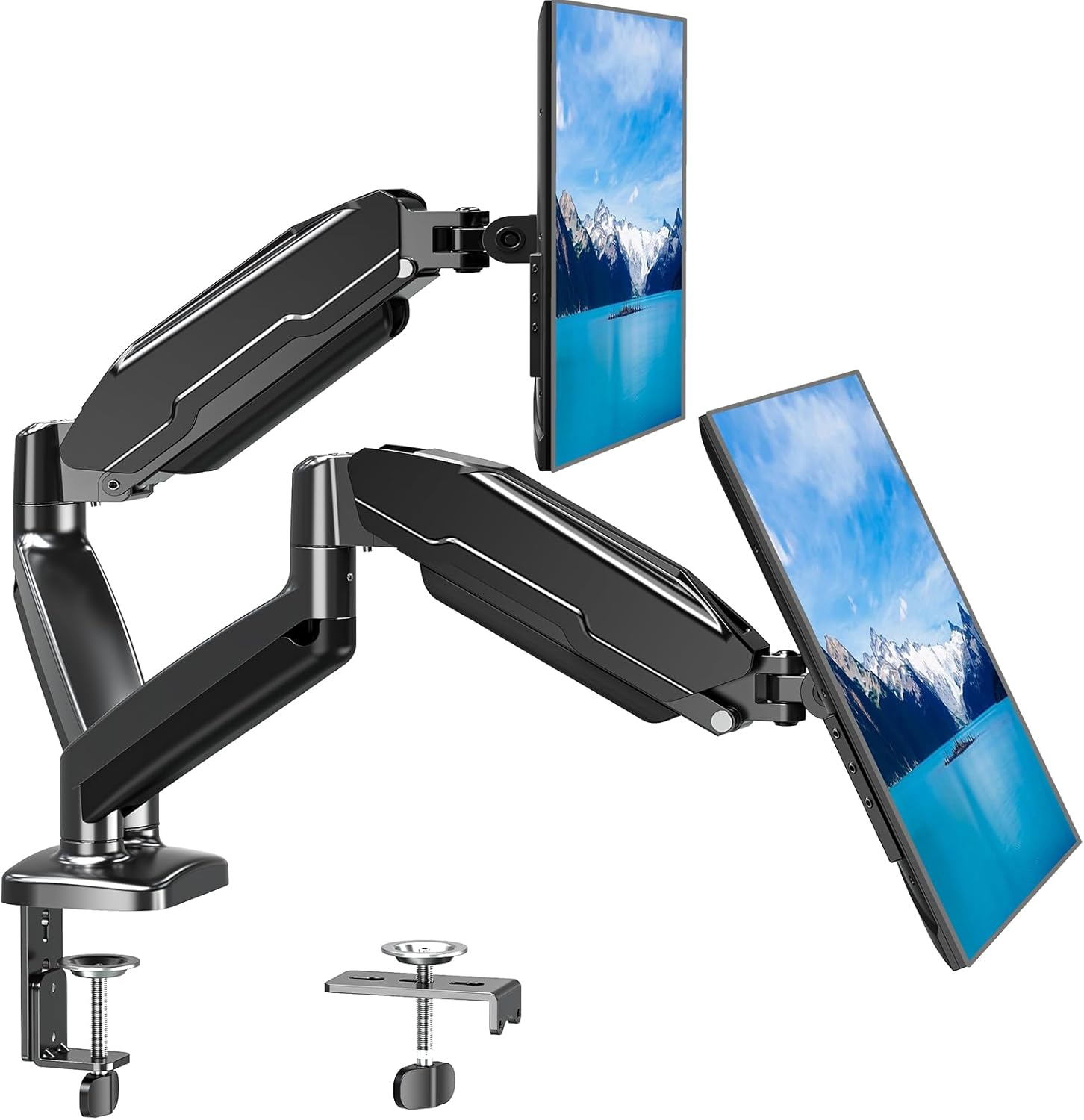 MOUNT PRO Dual Monitor Mount Fits 13 to 32 Inch Screen, Height Adjustable Monitor Stand for 2 Monitors, Gas Spring Display Arm Holds up to 17. 6Lbs Each, Computer Desk VESA Mount, Black