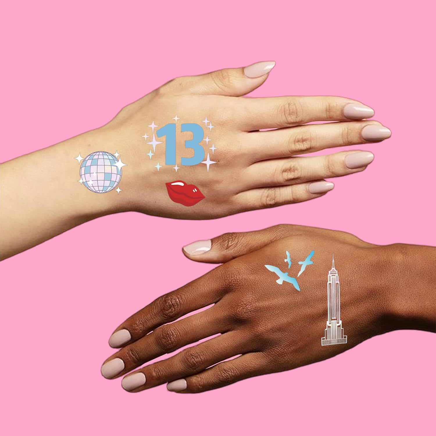 Ovasorve Eras Party Temporary Tattoos - 62 Iridescent Styles | Birthday Decorations, Fans Party Accessory, Concert Merch, Karma Theme Favor,Girls Party Supplies