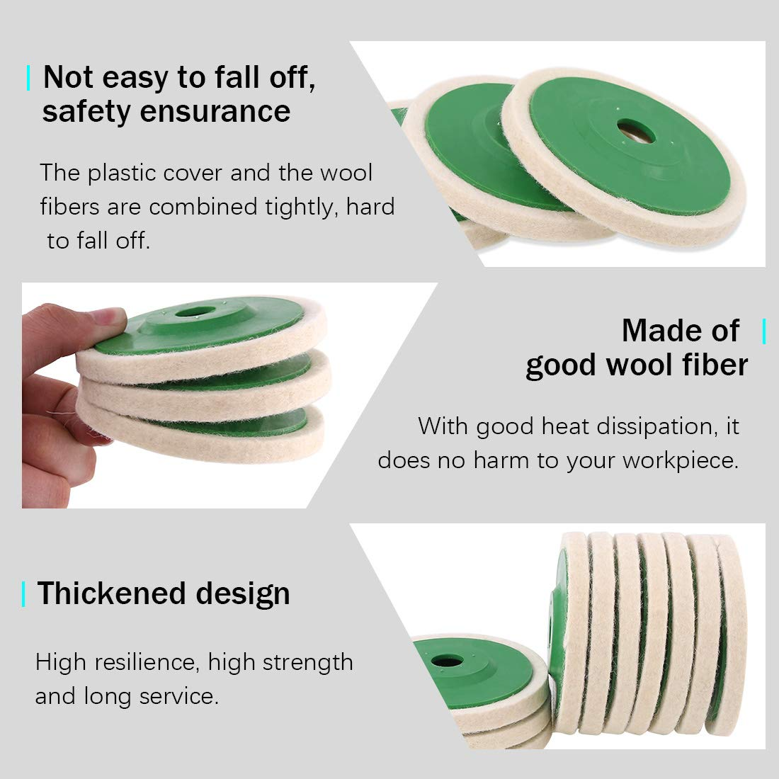 Hilitchi 10 Pcs 4'' 100Mm Wool Polishing Wheel Buffer Pads Felt Polishing Wheel Disc image number 6