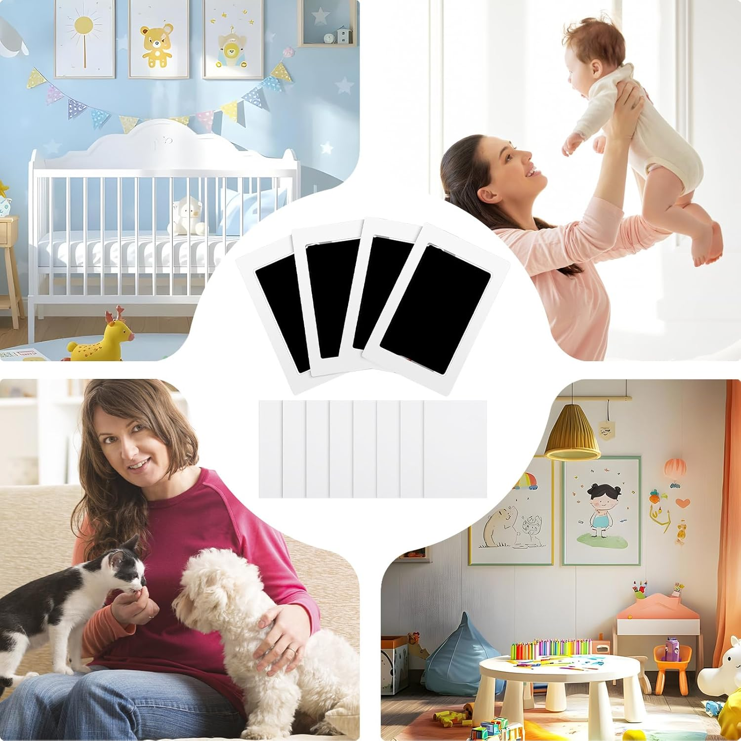 Ink Pad for Baby Hand and Footprints | 4-Pack Inkless Print Pad for Baby | Clean Touch Pet Foot Printing Set, Home Table Ornament for Showers image number 4