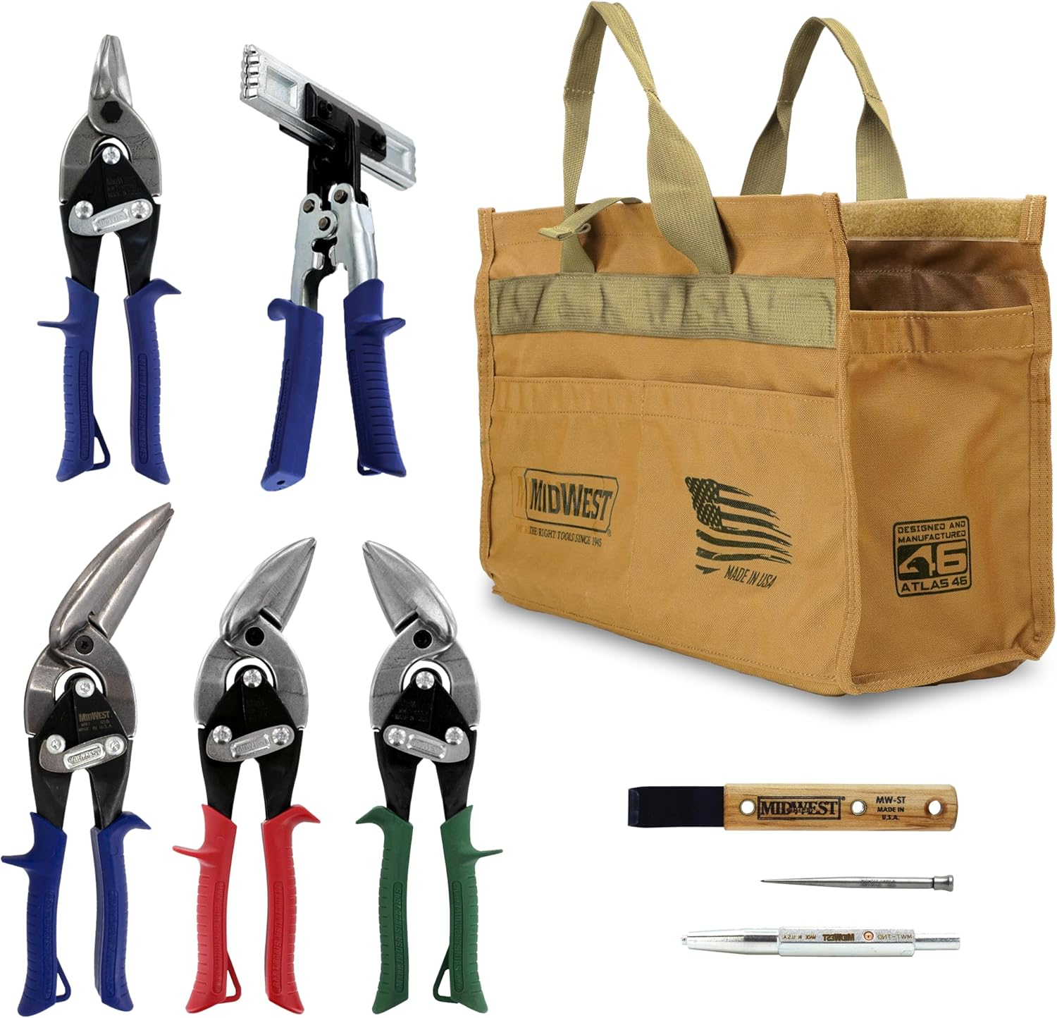 MIDWEST BUILDING Tool Kit - 8 Piece Set Includes Aviation Snips with Siding Tools & Bag - MWT-BULDKIT02 image number 3