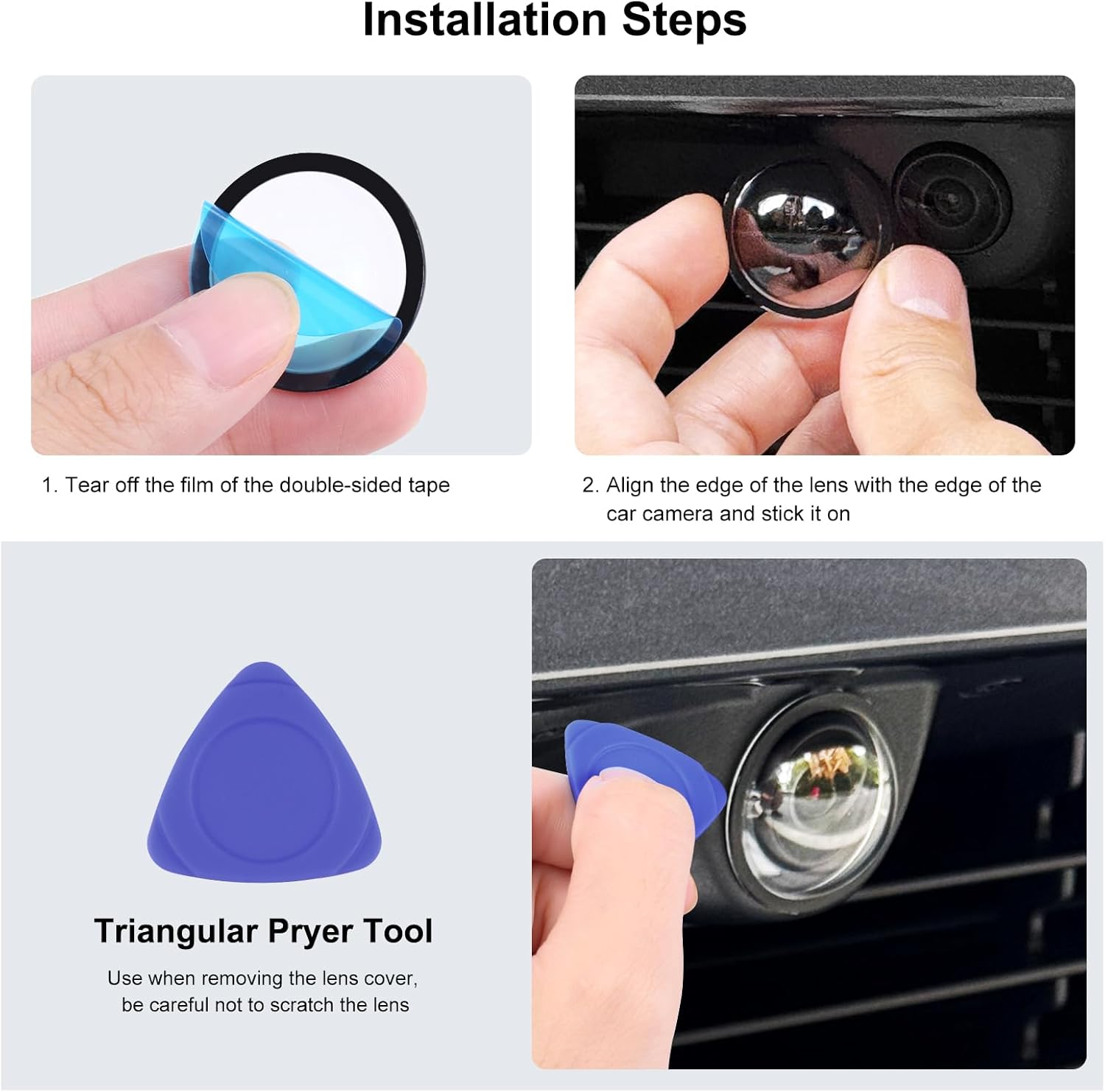 Potgosto Lens Guard PC Protective Cover Kits for Tesla from 2023 Cybertruck / 2025 Model Y Juniper / 2025 Model S / 2025 Model 3 Front Bumper Camera image number 4