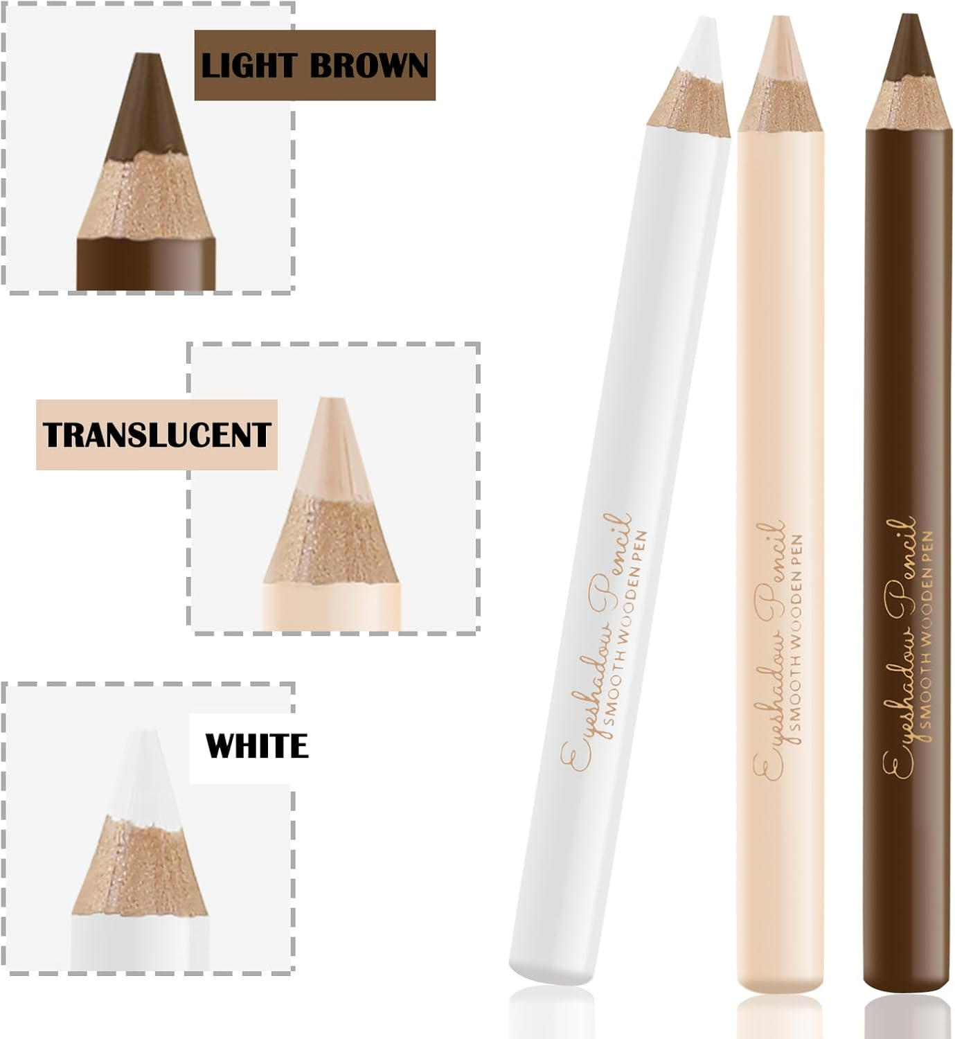 Apooliy 3 in 1 Eyebrow Pencil Set - Waterproof Long Lasting Eyebrow Pen, Matte White Eyeliner, Translucent Brow Contour - Women Eye Makeup - Dark Brown image number 5