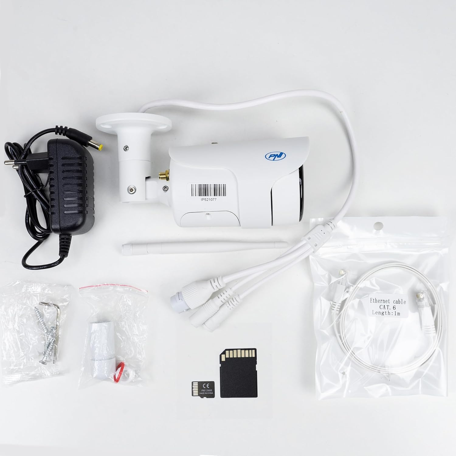 PNI House IP52 2MP 1080P Wireless Video Surveillance Camera Package with IP 128GB Microsd Memory Card with SD Adapter image number 1