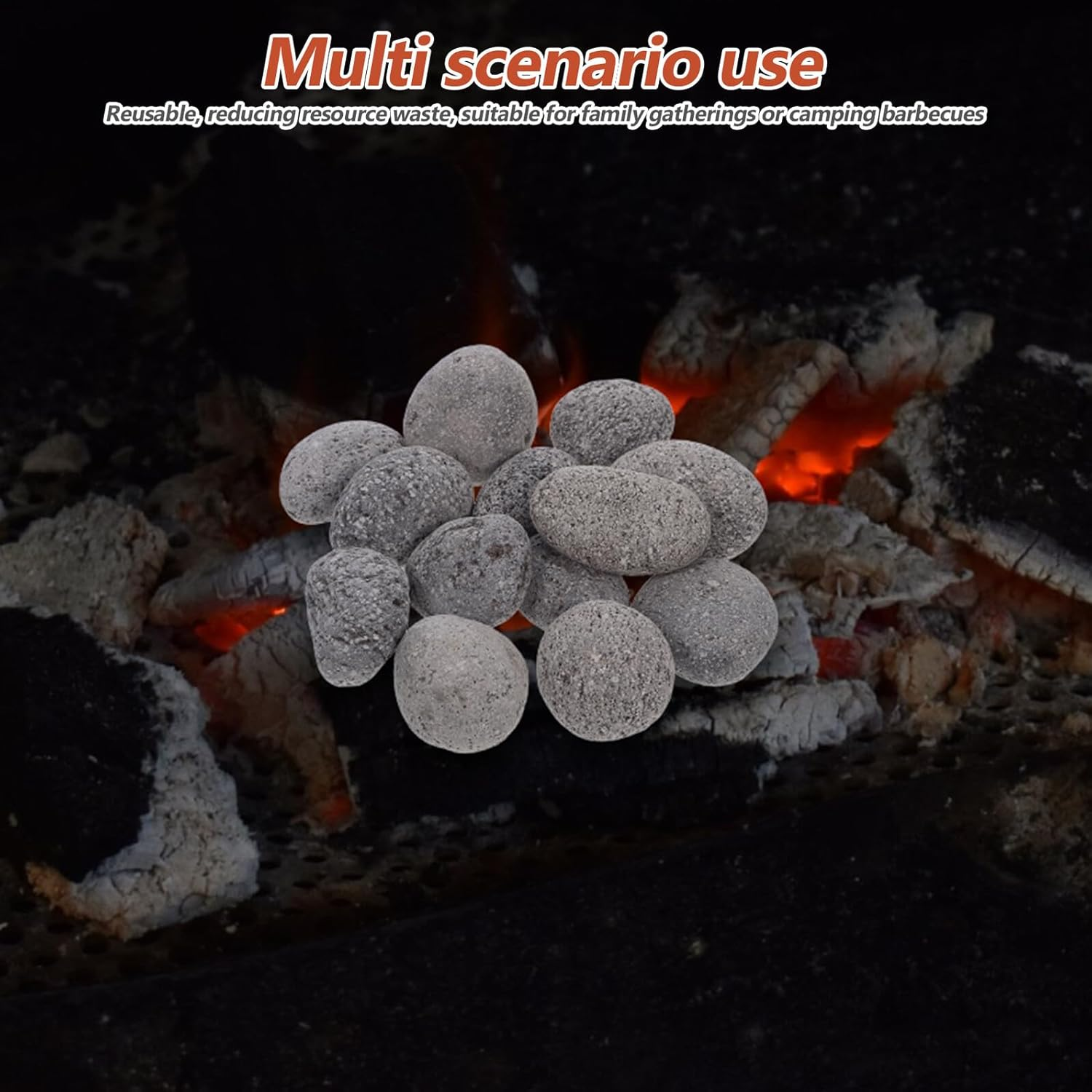 Natural Volcanic Lava Rocks for Fire Pit 1Kg Bag 3-5Cm Reusable Decorative Stones for Outdoor Fireplace Gas Grill Hearth Landscaping image number 2