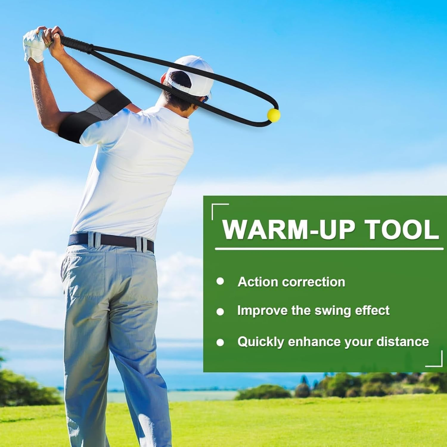 Golf Swing Rope Trainer - Golf Swing Training Aid for Beginner Indoor Outdoor Golf Practice, Warm-Up Exercise Posture Corrector, Improved Speed & Power Practice Equipment with Storage Bag image number 2