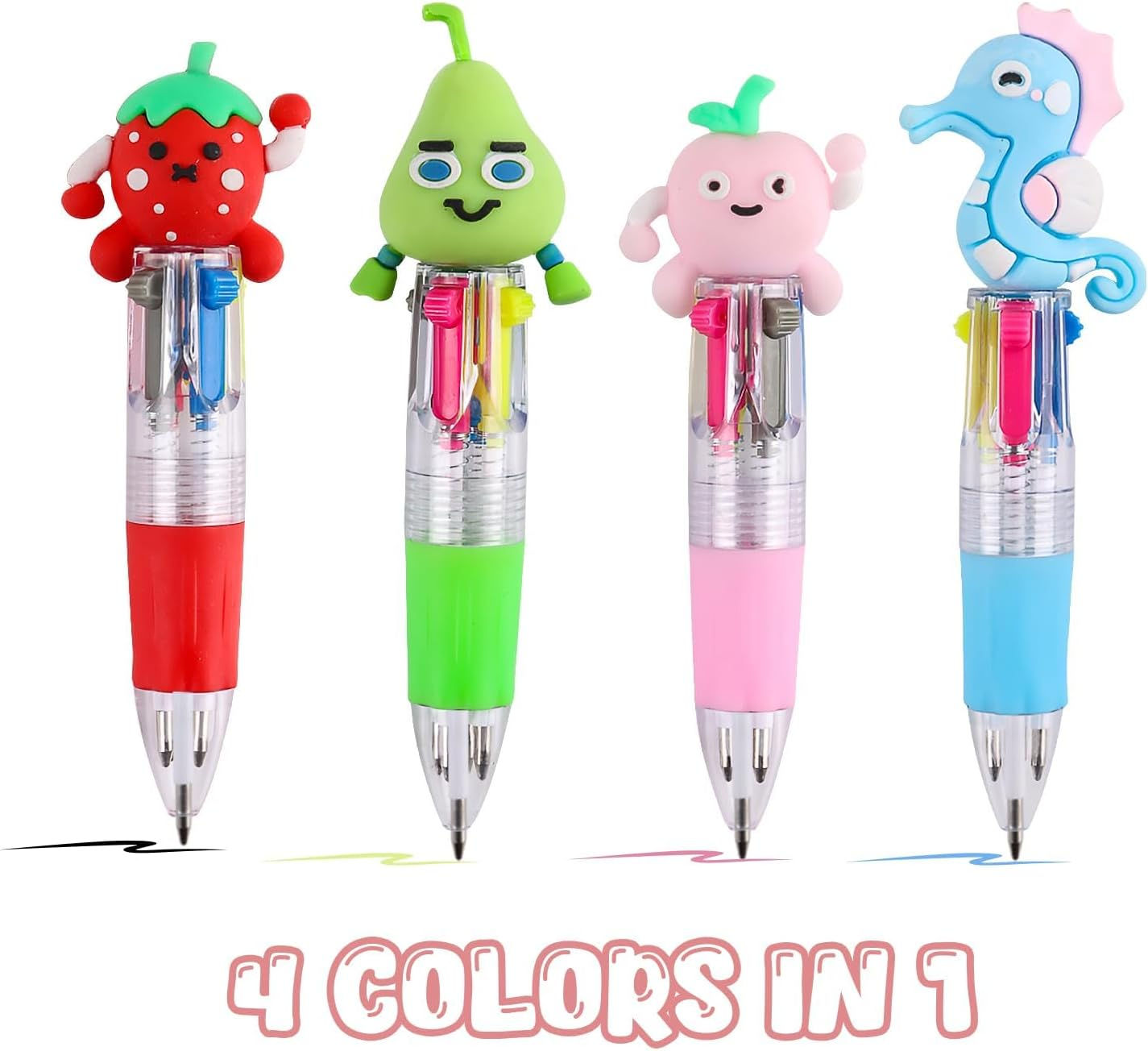 12 PCS Multi-Coloured Pens Set, Mini Retractable Fun Pens for Kids, Novelty Pens for Party Bag Fillers & School Class Gifts. image number 4