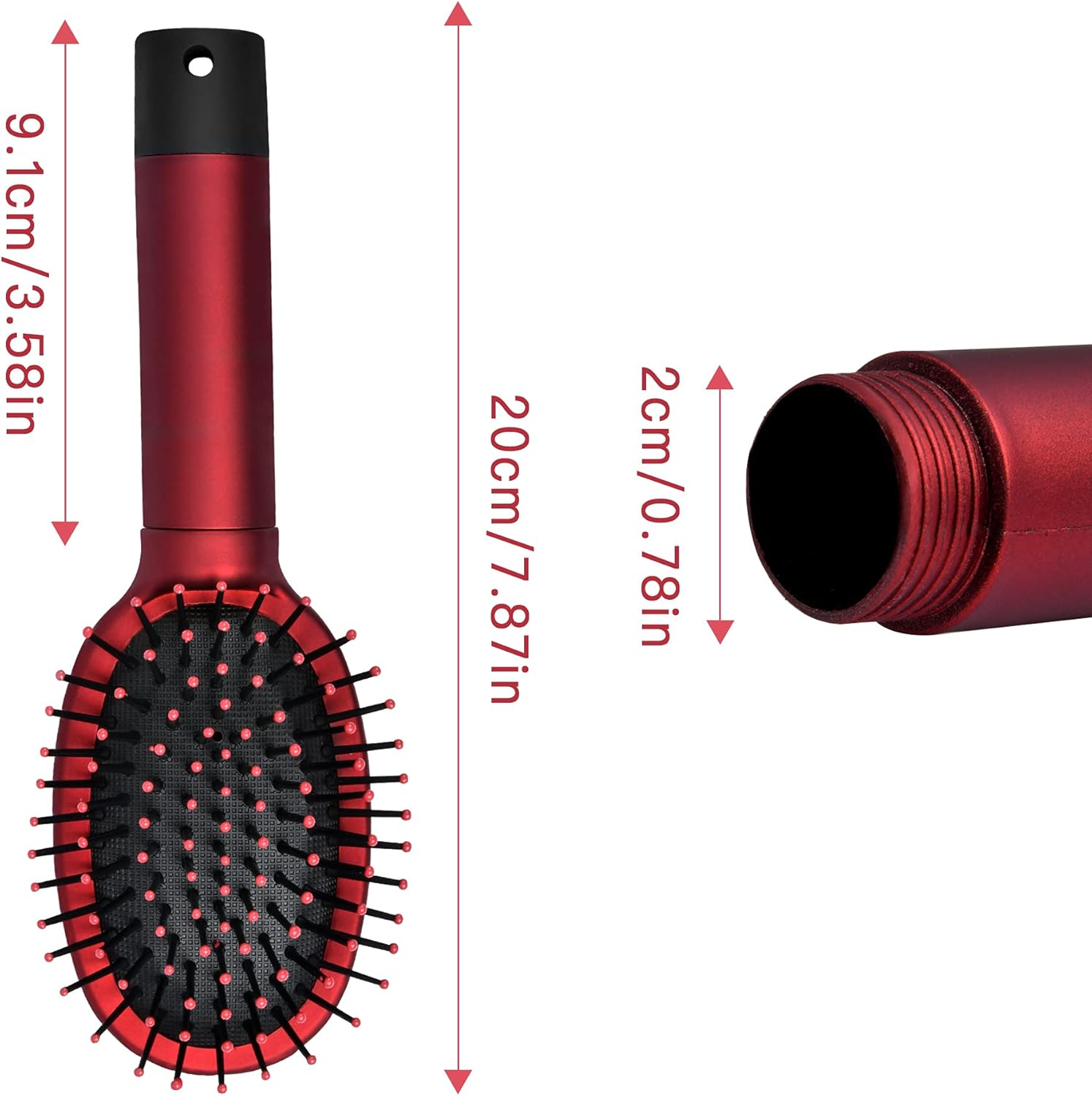 Diversion Safe Hair Brush to Store Money, Cash, Jewelry, Mini Keys, Beach Safe Container Real Hair Brush Comb for Valuables, Perfect for Mother'S Day, Father'S Day, Christmas - Red image number 3