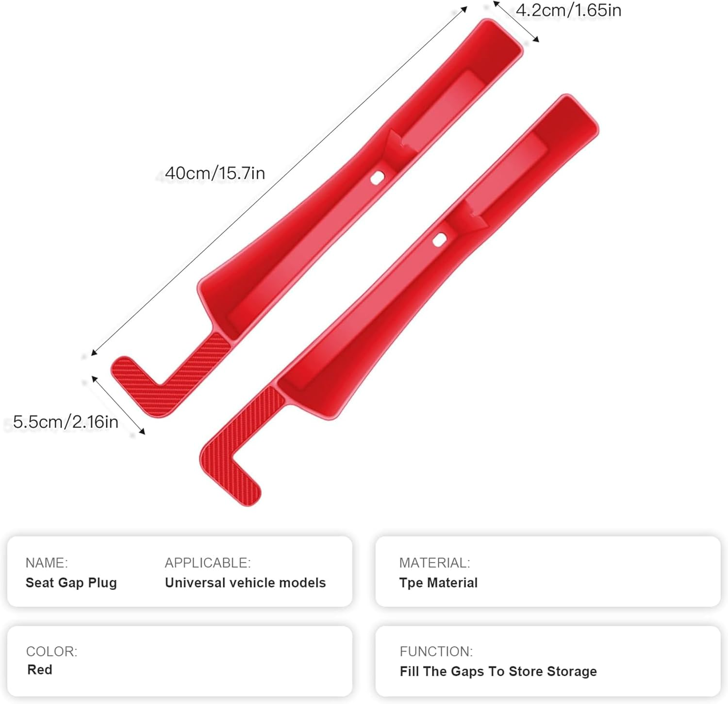 2PCS Car Seat Gap Filler Organizer,Multifunctional Car Gap Fillers with USB and Phone Holder,Auto Interior Accessories,Universal Car Seat Storage Organizer between Seats for Phone,Keys (Red) - Red image number 3