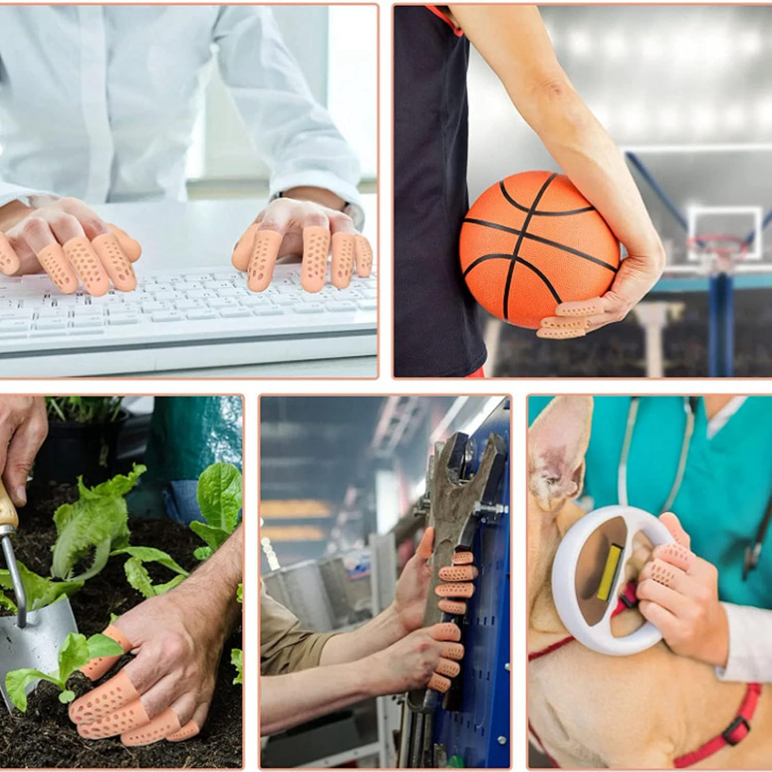 10 Pieces Silicone Finger Protectors, Toe Protector Toe Covers, Finger Caps with Holes for Wound, Breathable Finger Cots Finger Cover Sleeves for Trigger Fingers, Blisters, Corns image number 2