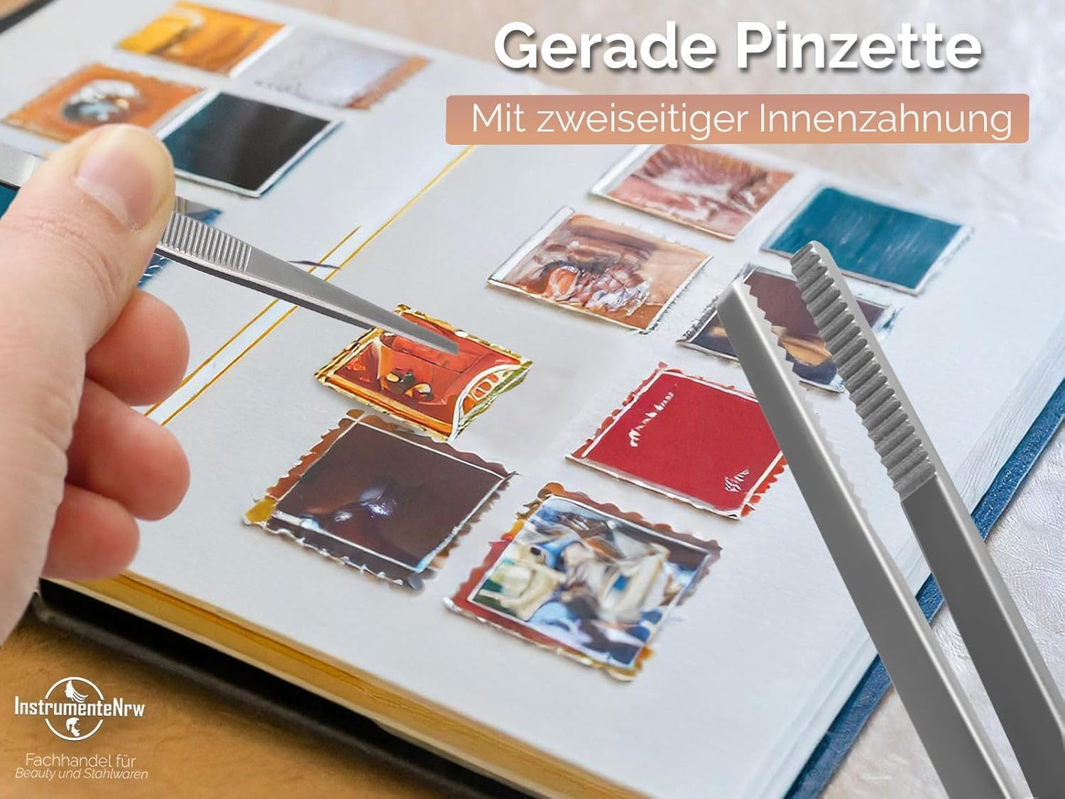 Straight Tweezers 12.5 Cm with Inner Teeth Made of Stainless Steel image number 5