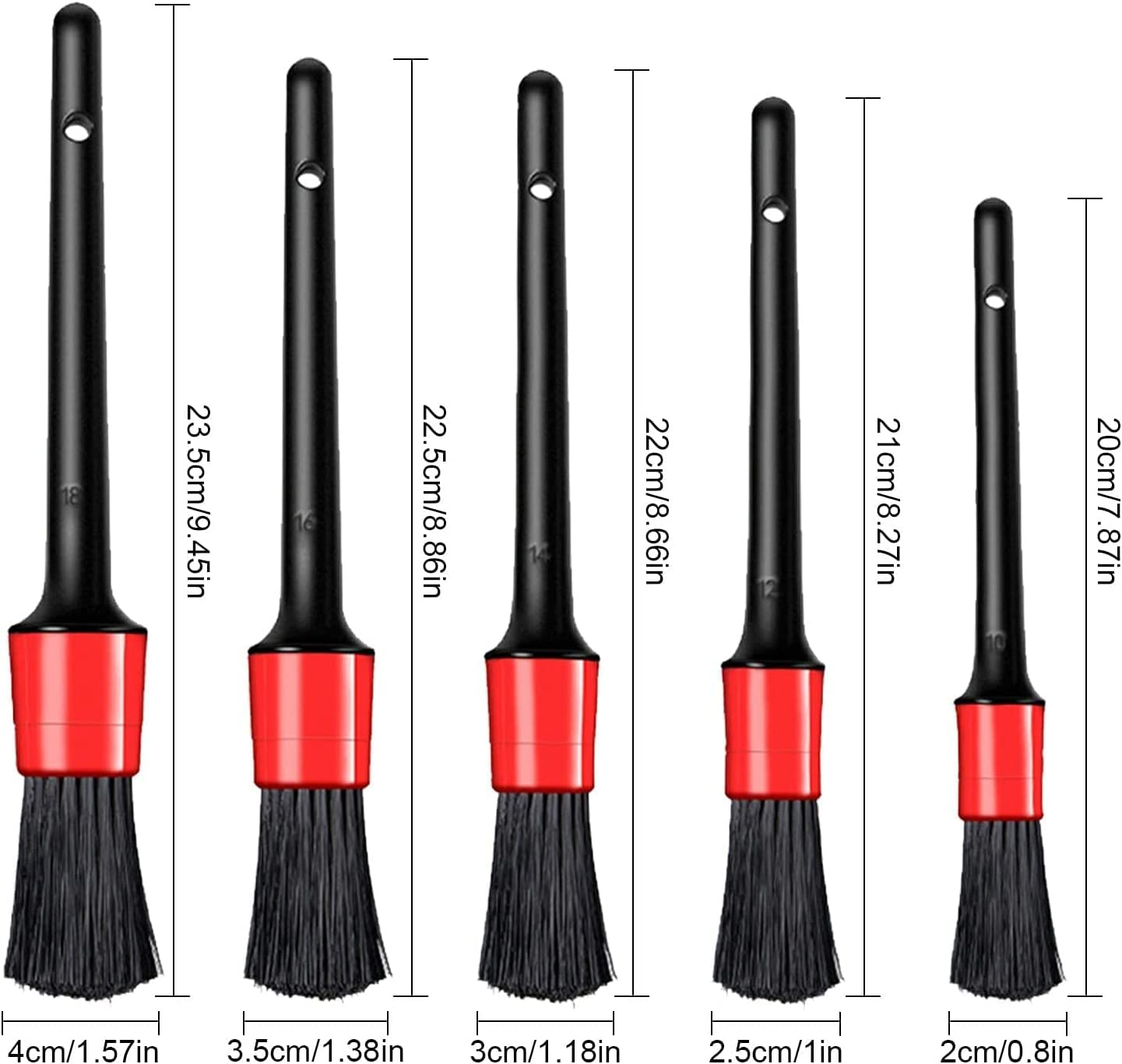 Car Detailing Brush Auto Detailing Brush, 5Packs Premium Car Detail Brush,Car Interior Cleaning Kit, Automotive Wheels Cleaner Emblems Brushes for Air Vents Interior Exterior Leather, Red image number 1