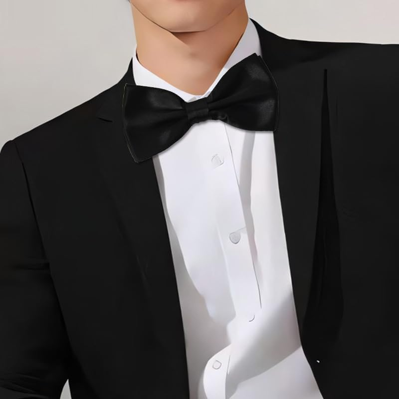 Pre-Tied Bow Tie Adjustable Bowtie for Men Formal Necktie Tuxedo Bow Ties for Men Pre Tied Bow Tie Set 2Pcs Bowknot Ties Birthday Wedding Suit Accessories image number 6