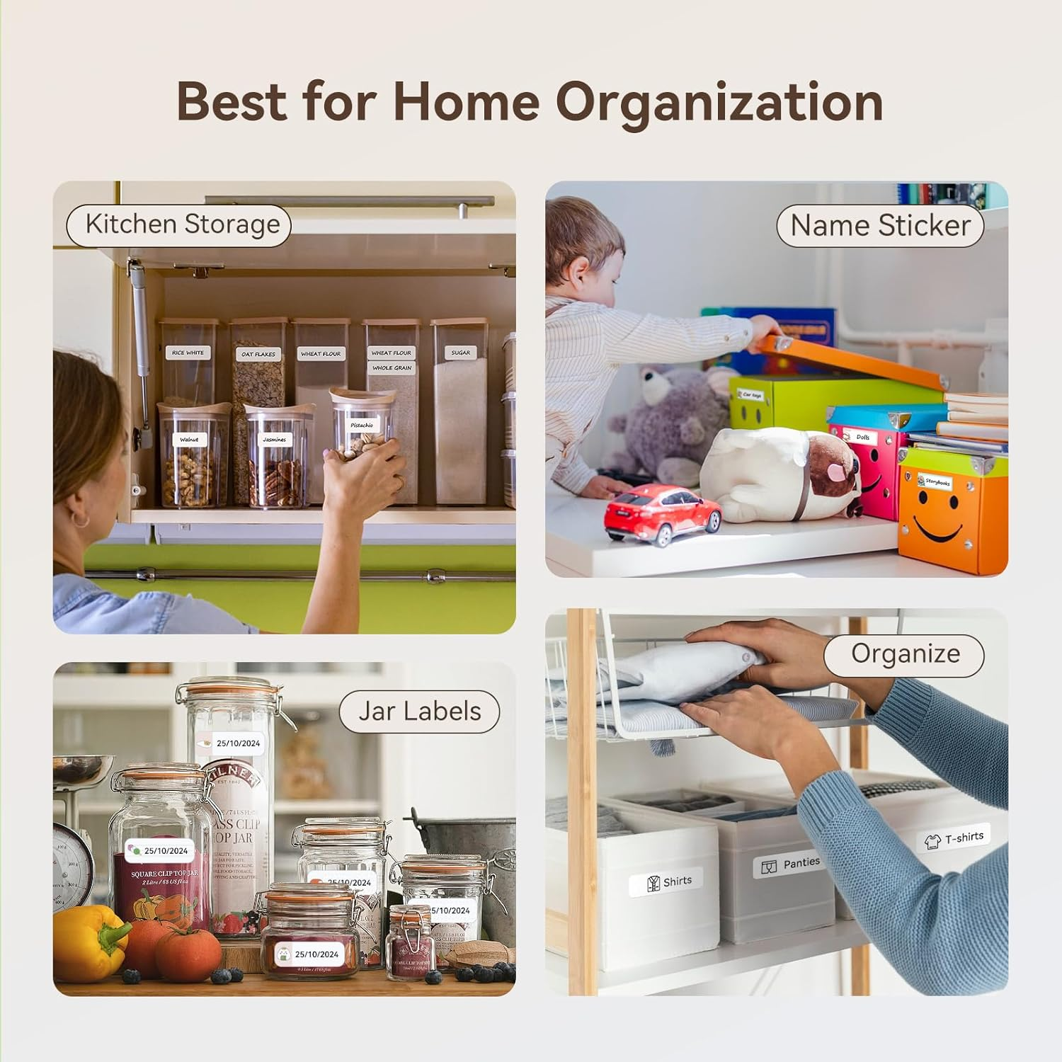 NIIMBOT D110 Upgraded Label Maker, Mini Label Printer, Portable Label Maker Machine with Tape Bluetooth Thermal Labelling Machine Small Sticker Printer for Home Kitchen School Office Store, White image number 2