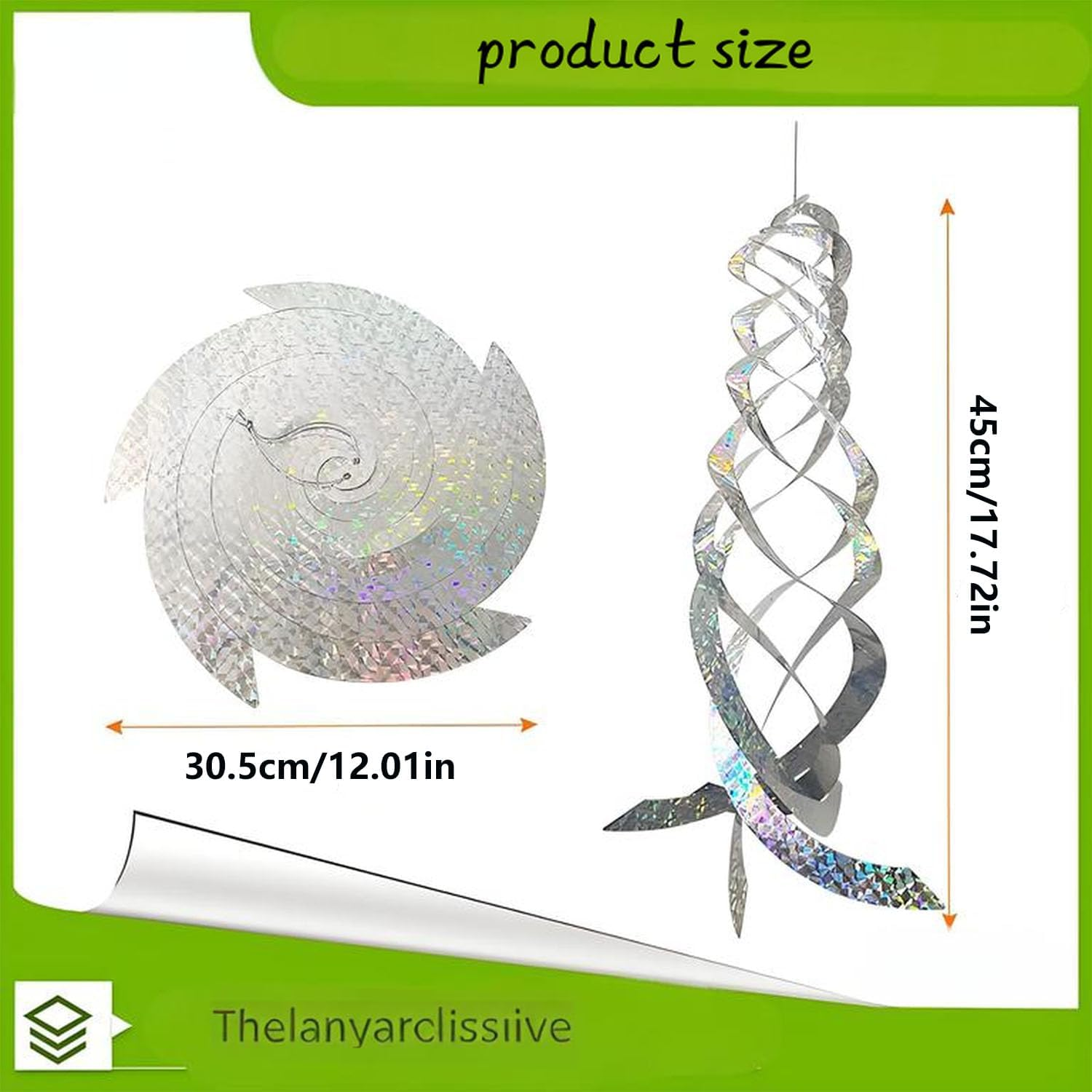 4-Piece Silver Reflective Anti-Bird Repellent Spinners, Anti-Bird Spiral Reflector Scare Tool for Garden, Balcony & Porch, Flashing Decorative Deterrent image number 5