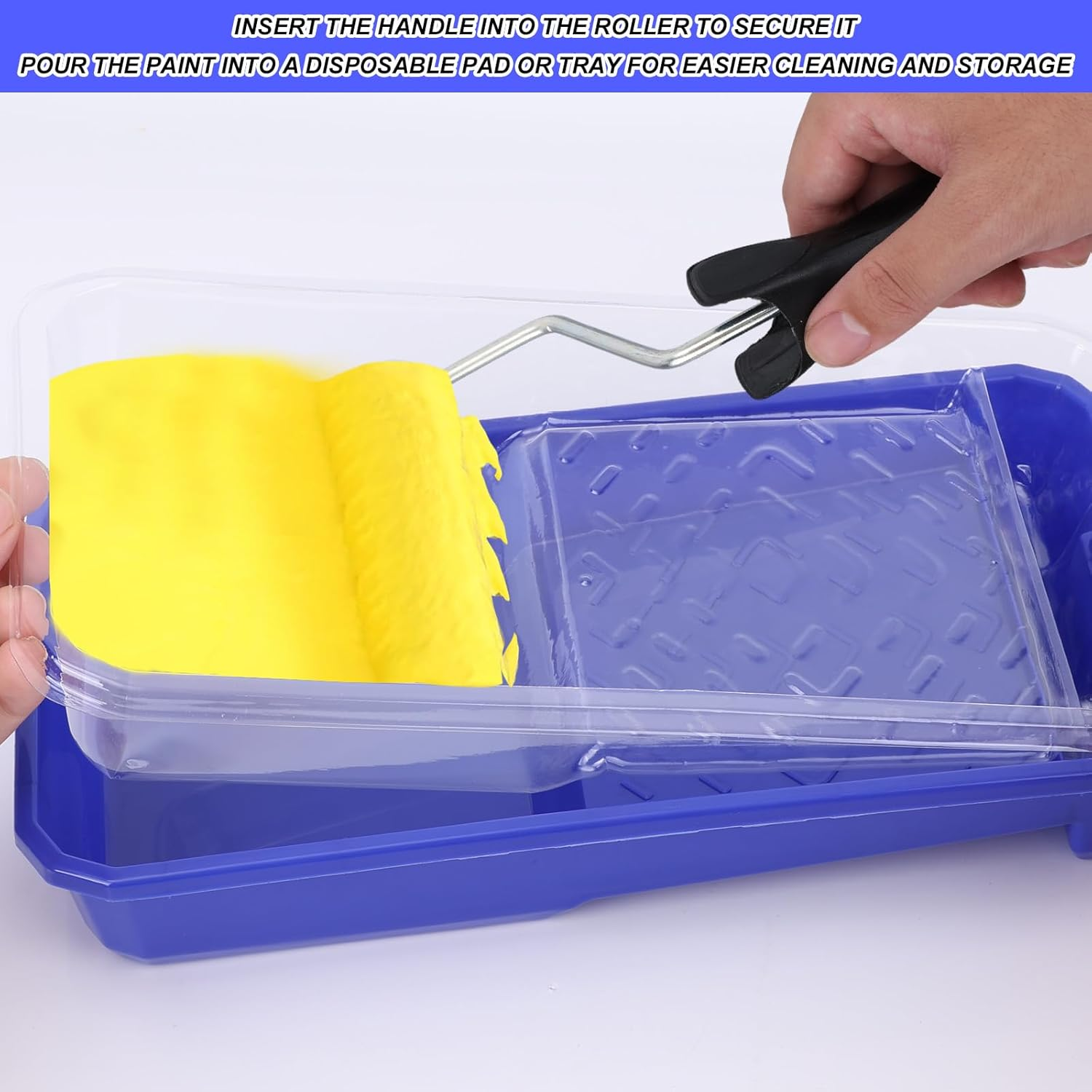 20Pcs Paint Roller Tray Set, Includes 4In Mini Rollers Disposable Liners Paint Tray Ergonomic Handle Ideal for Home Renovation Trim Cabinets & Touch Ups image number 5