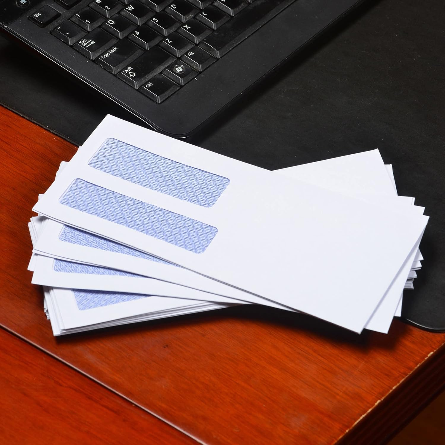 Quality Park #9 Double Window Security Tinted Invoice and Statement Envelope with Reveal-N-Seal Self Seal Closure, 24 Lb White Wove, 3-7/8 X 8-7/8. 500 per Box (67529) image number 4