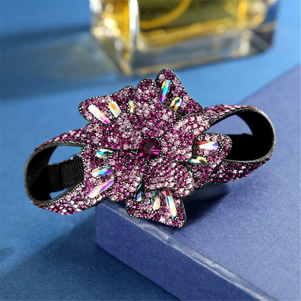 Alligator Clip,Headdress,Hair Clamp,Hairpins,Rhinestone Hairpin Female Korean Flower Clip Headgear Top Clip Hairpin Back Head Plate Hair Head Flower Jewelry (Color : B, Size : 8.7 * 5Cm) image number 5