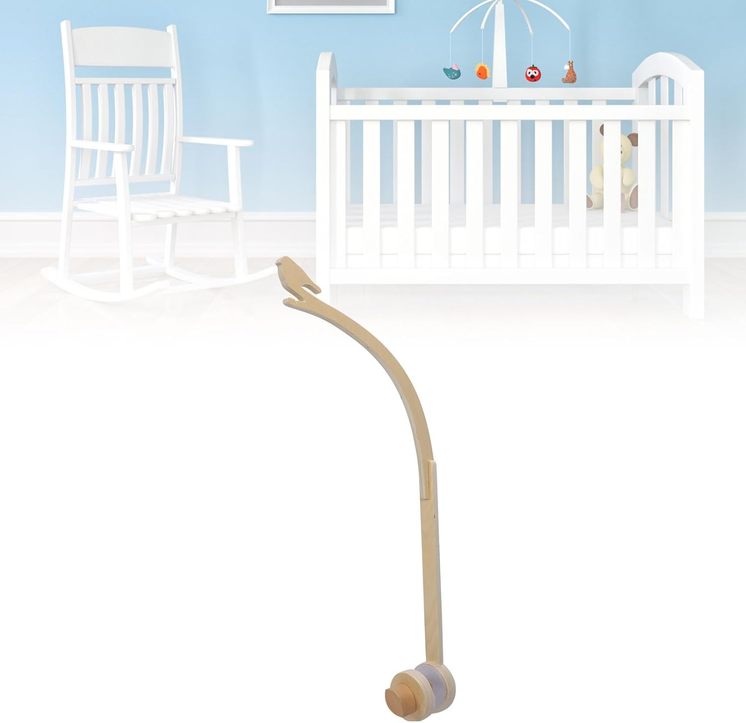 Wooden Baby Crib Mobile Arm, Height Adjustable Bird Shape Crib Mobile Hanger with Canopy Support for Nursery Decor, Stable anti Slip Structure image number 5