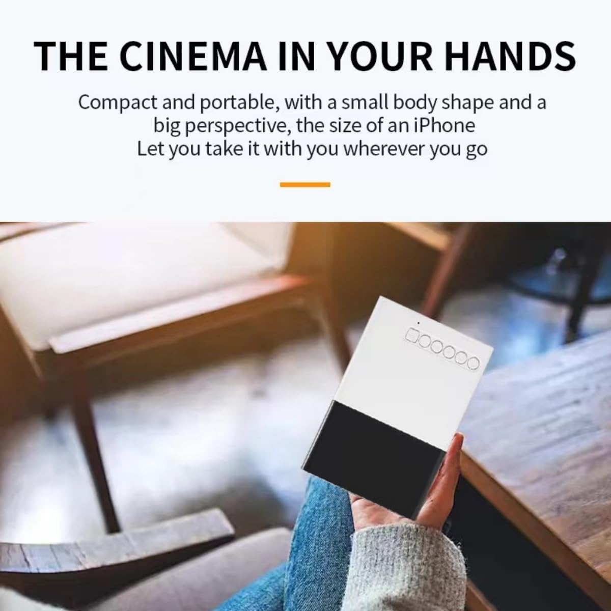 Portable Mini Projector,Home Projector with 100" Screen, 1080P Portable Projector Built-In Speaker, Movie Projector Compatible with Tv/Smartphone/Hdmi/Usb/Av,Projector for Indoor & Outdoor (Black) - Black image number 4