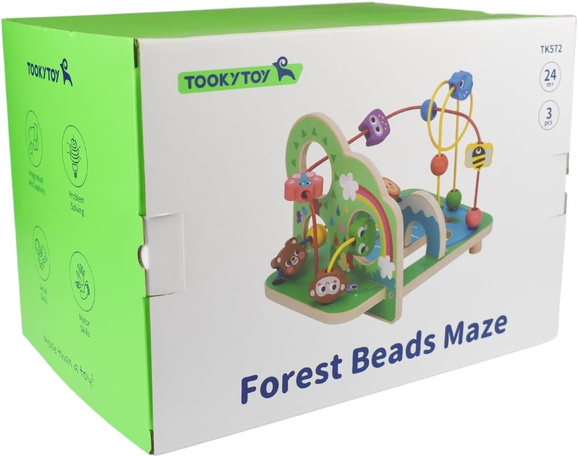 Tooky Toy Forest Bead Maze: Forest Woodland Themed Tabletop Bead Maze with Animals for Kids image number 4