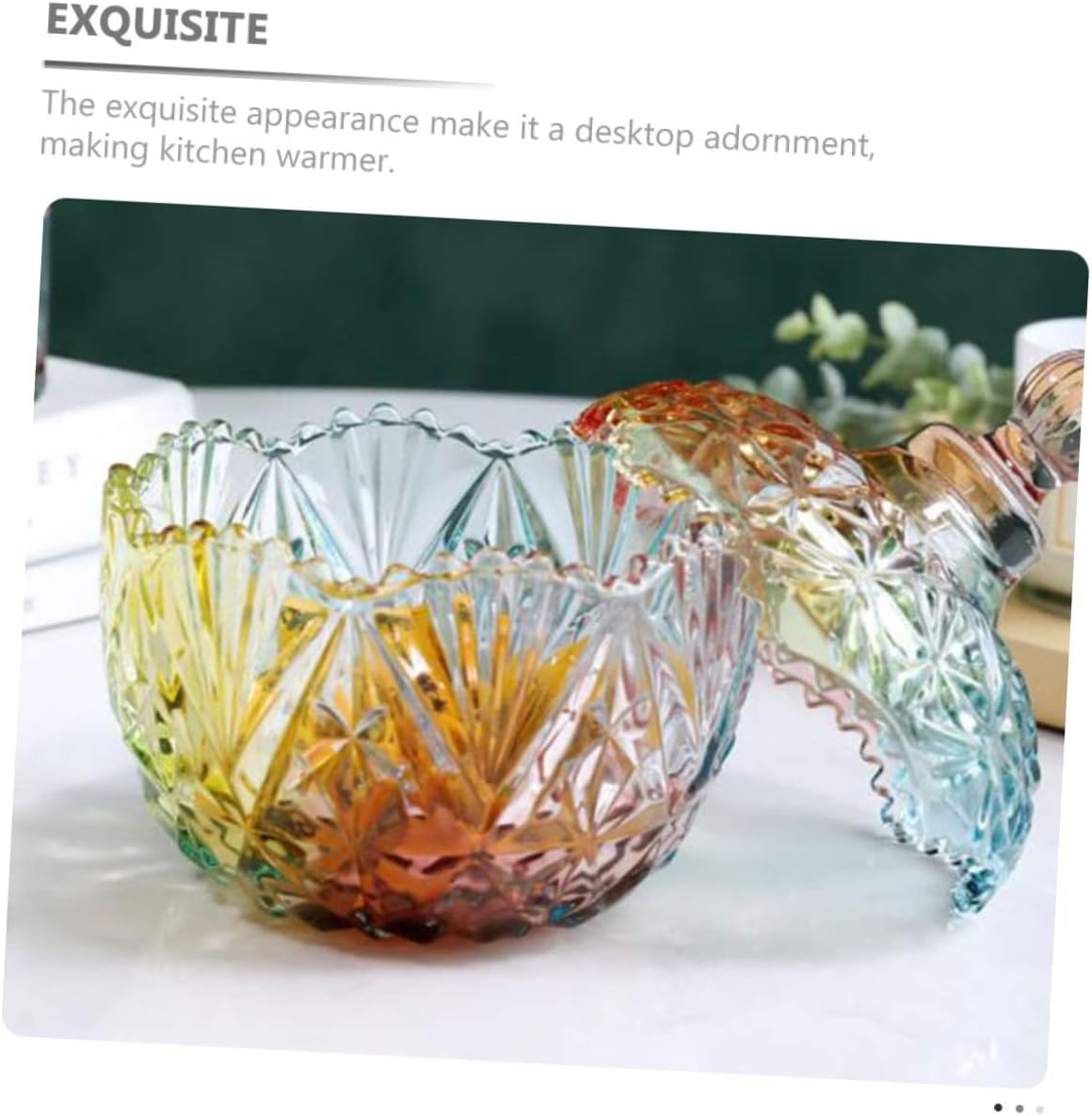 NAMOARLY Elegant Glass Candy Jars Storage Canister Candy Jar Lid Snack Holder Home Kitchen image number 6