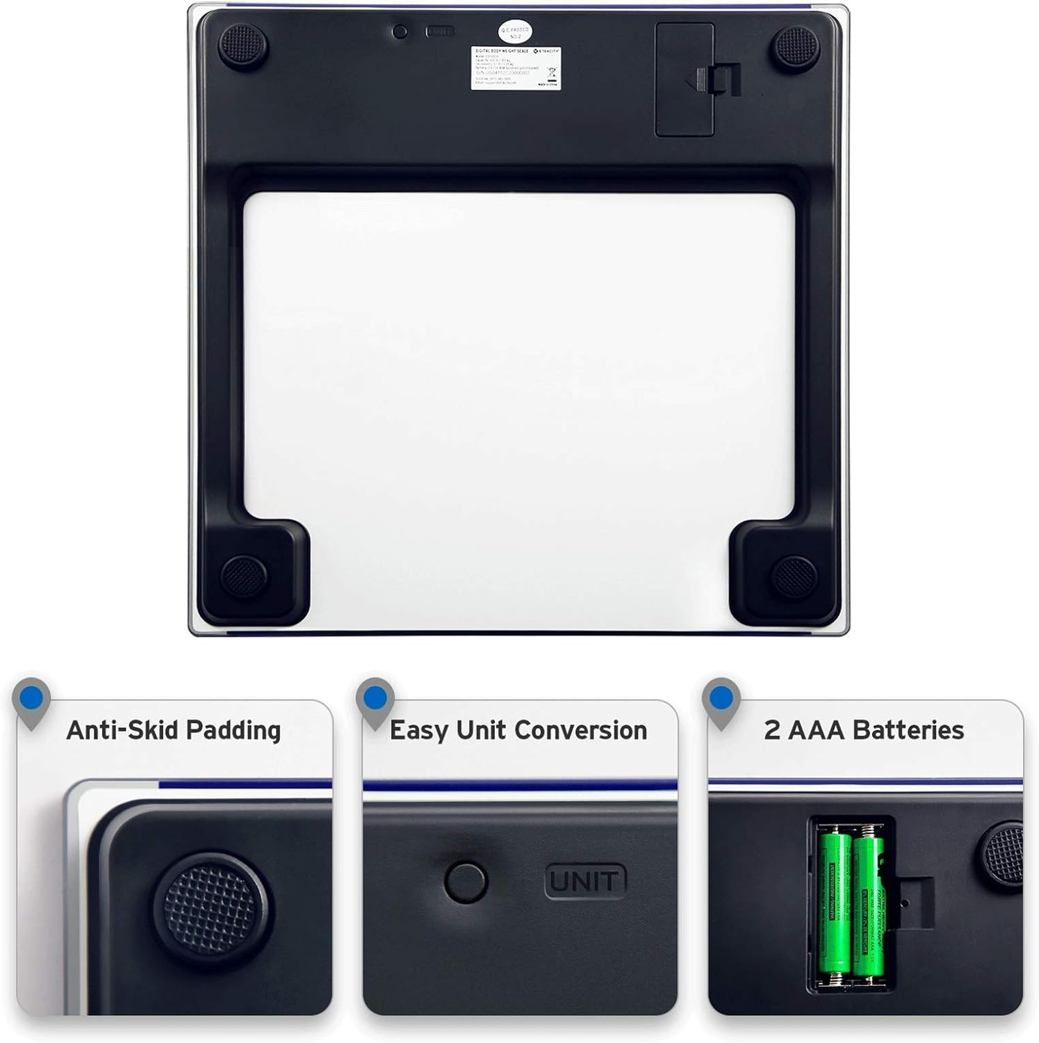 Etekcity Digital Body Weight Bathroom Scale with Step-On Technology, 400 Lb, Body Tape Measure Included, Elegant Blue - Sliver image number 3