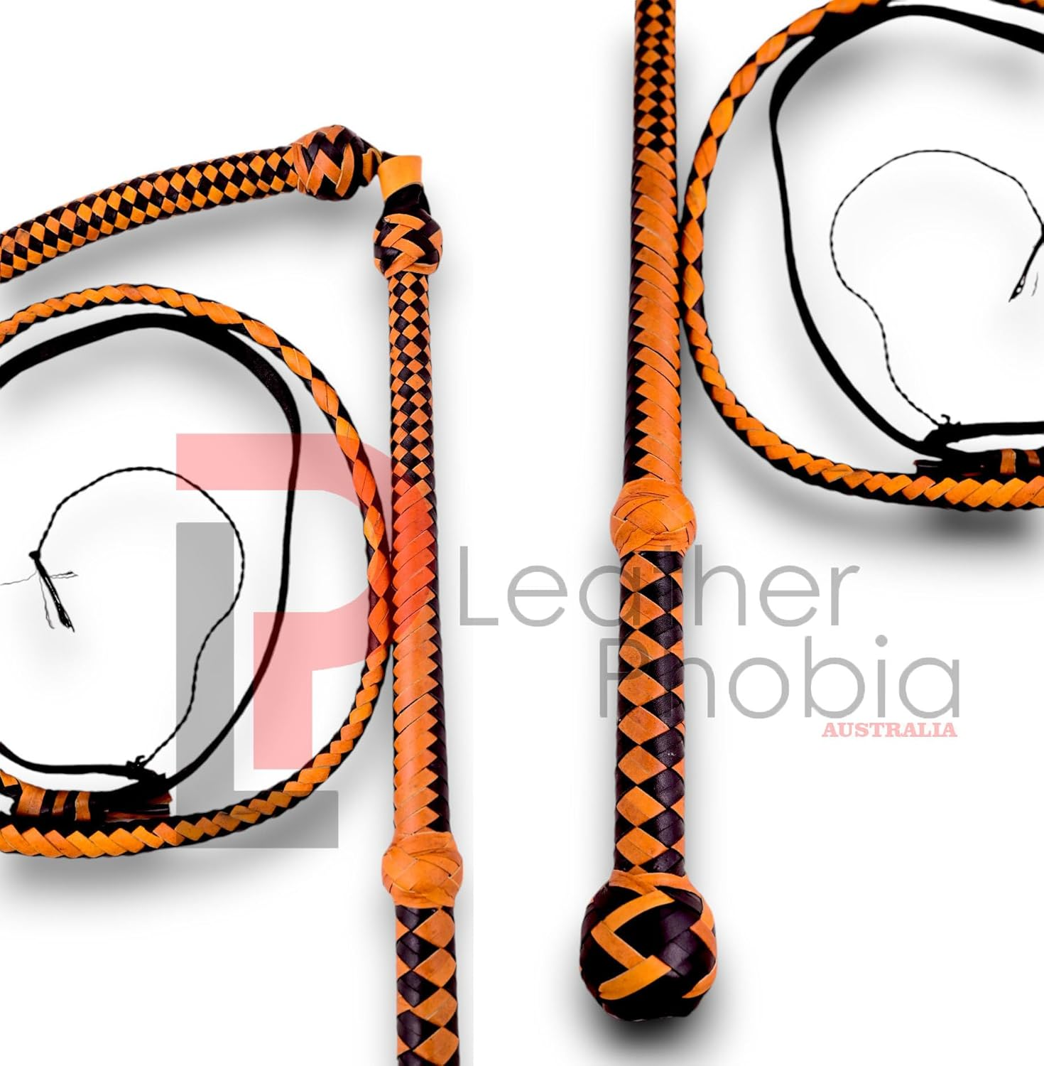 Bullwhip 6Ft Genuine Leather Indiana Jones Style Whip for Equestrian Training & Cracking, Kangaroo Hide Leather Stock Whip image number 3