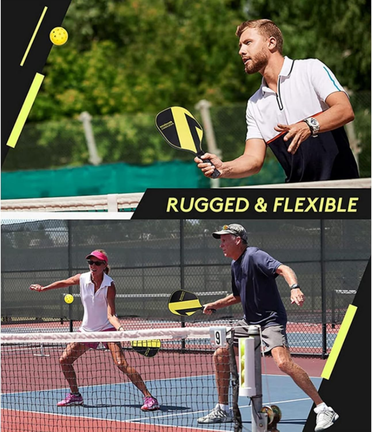 Pickleball Paddles, Premium Wood Pickleball, Set with 4 Pickleball Balls and 4 Pickleball Paddles, Ergonomic Cushion Mesh Storage Bag, Pickleball Paddles Pack Gifts for Beginner and Pro image number 1