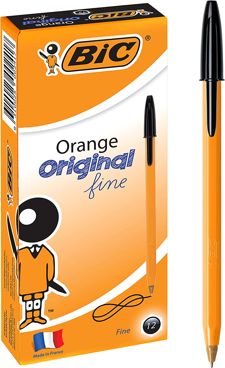 BIC 952000 Orange Fine Ball Point Pen (0.8 Mm) - Black Ink - Box of 12 Pens image number 2