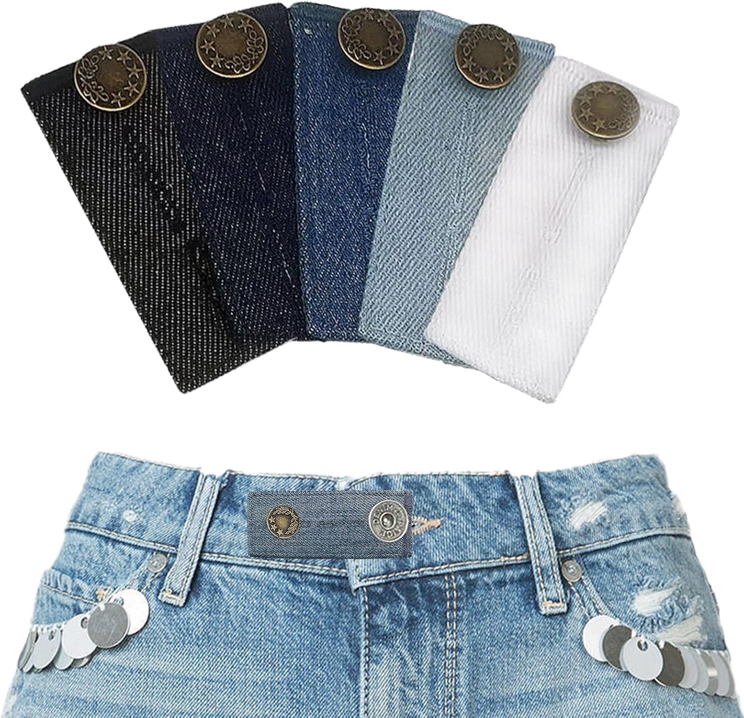 Pack of 5 Adjustable Button Extenders for Trousers, Waistband Extensions for Men and Women Trousers, Jeans, Suit Trousers, Maternity Pants image number 6