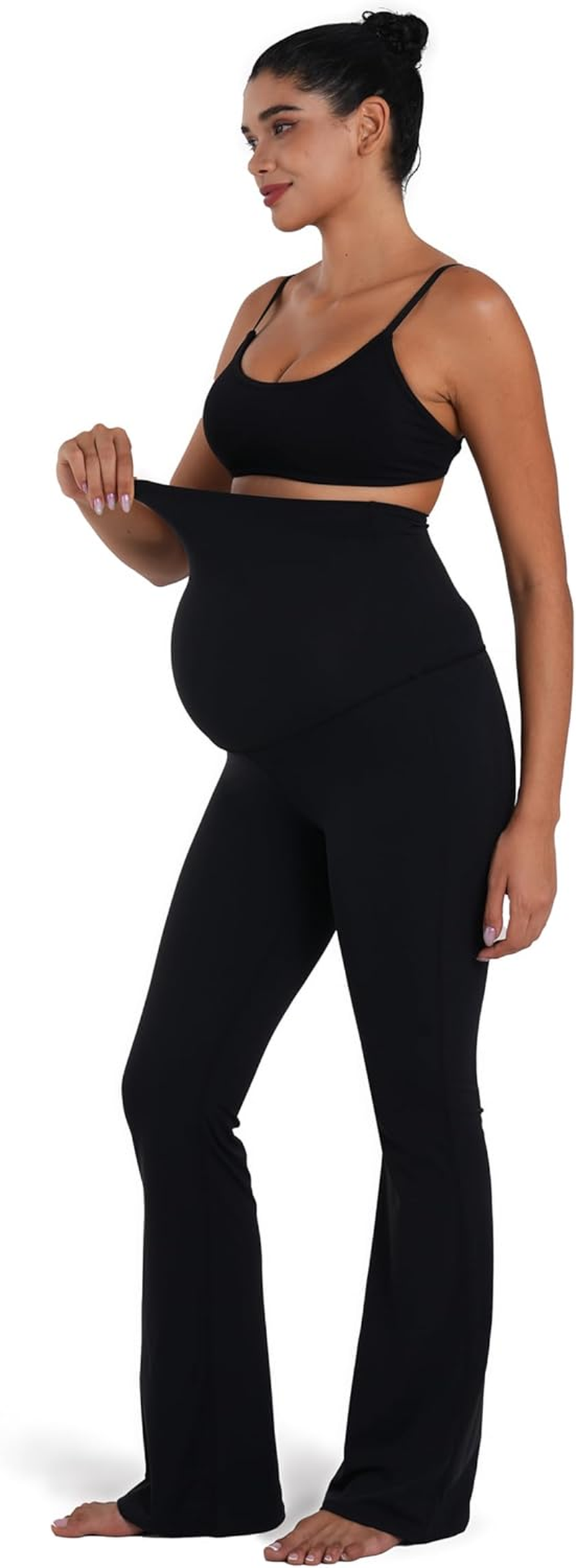 Sunvalix Maternity Flare Leggings with Pockets &ndash; Ultra-Soft over the Belly Pregnancy Yoga Pants for Workout&Lounge Wear image number 3