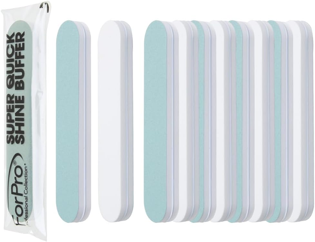 Forpro Super Quick Shine 2-Way Buffer, Green 400/White 4000 Grit, Double-Sided Manicure & Pedicure Nail Buffer, 3.5&rdquo; L X .75&rdquo; W, 25Count image number 6