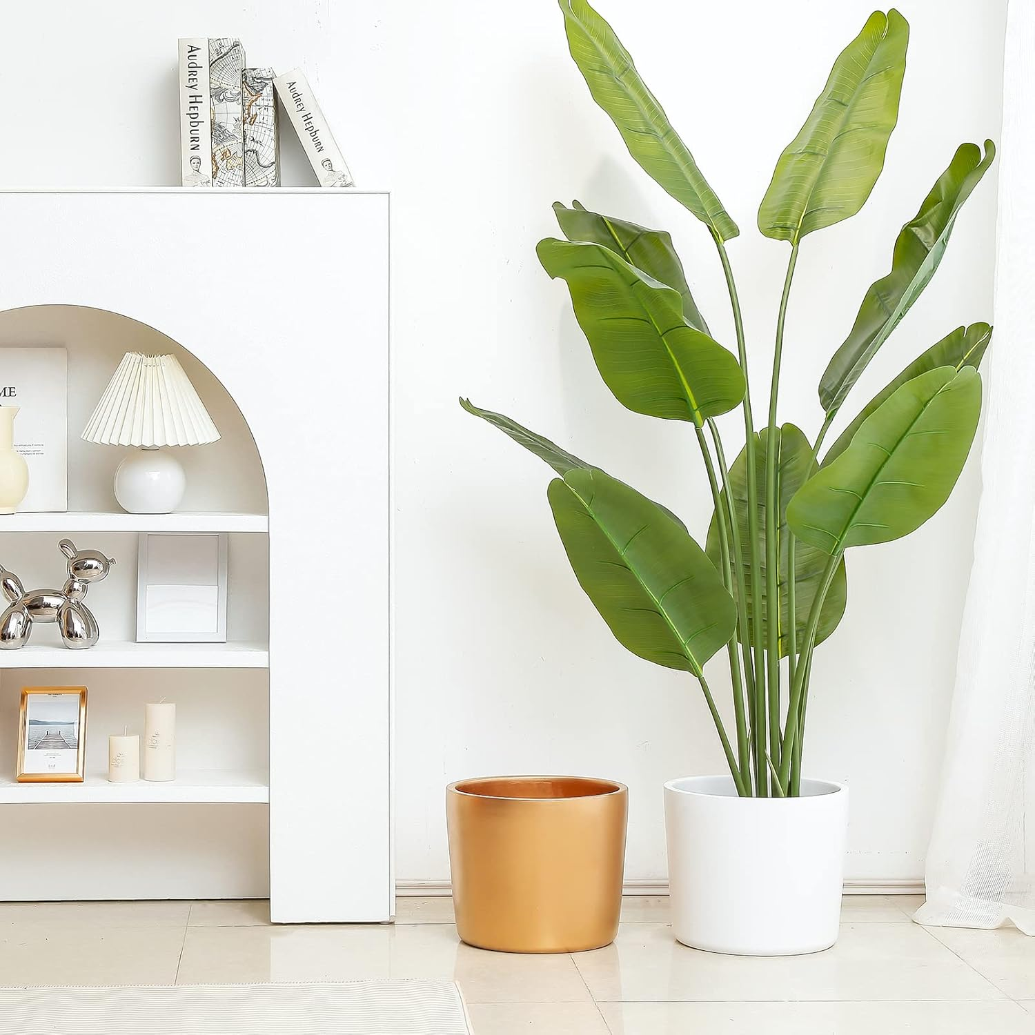 Woiida 30Cm(12&rdquo;) Large White Ceramic Flower Pot, Modern Design Plant Pot with Drainage Hole and Plug, Container for Outdoor, Garden or Indoor, Home,Office, Balcony Garden Decor image number 4