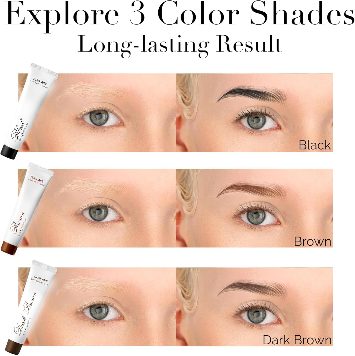 Korean Eyebrow Color Kit Black&ndash; Professional Brow Color for Women, Eyebrow Color for Natural Looking Brows, Long-Lasting Brow Color for Salon & Home image number 4