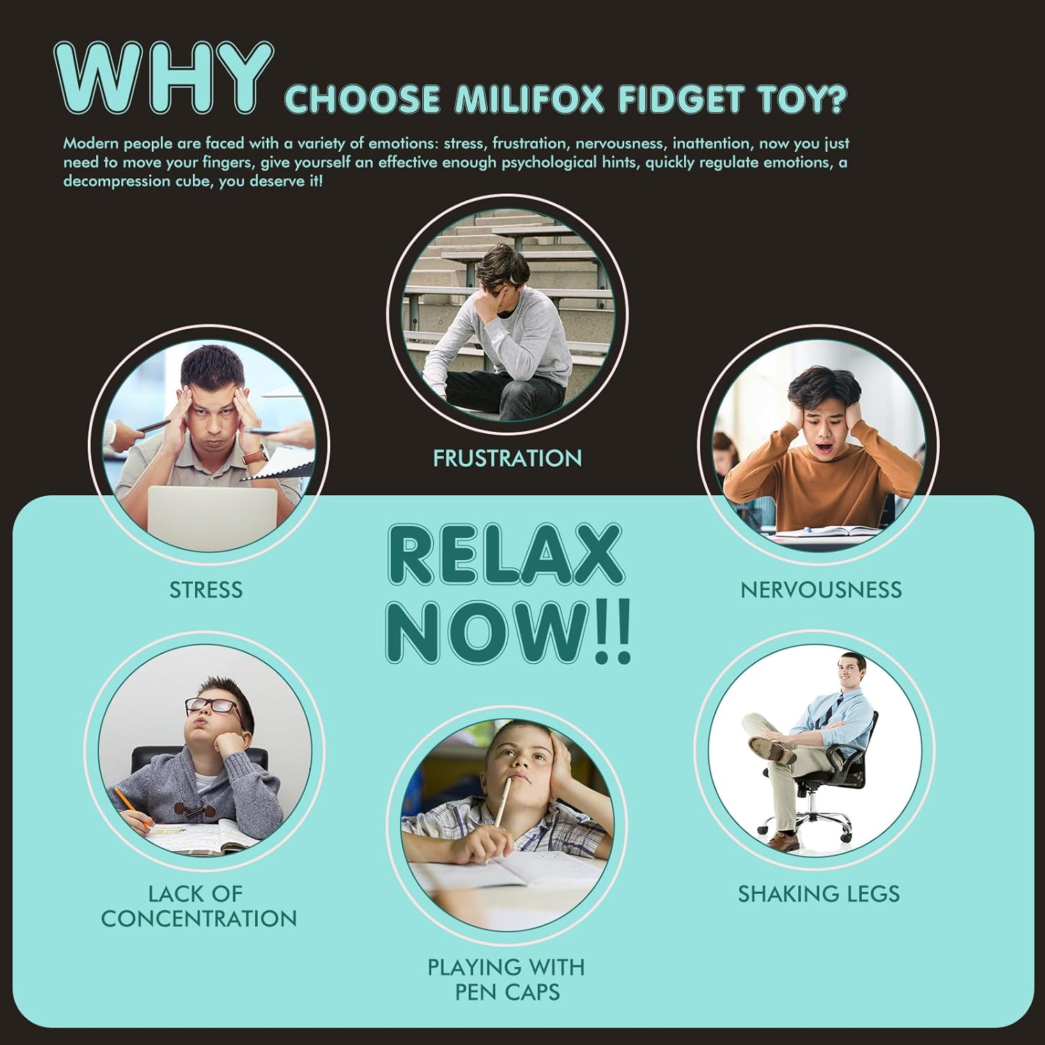 Milifox 12 Sided Fidget Cube - Fidget Cube Toy for Adults & Kids image number 2