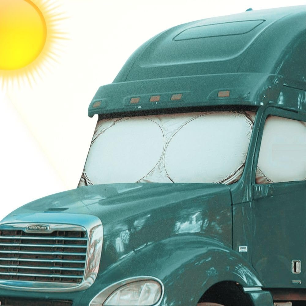 Maro Semi-Truck Sun Shade for Windshield and Side Windows 240T UV Protective Sunshade Windscreen and Side Windows Sun Visor for Commercial, Big Rig Truck with Maximum Coverage image number 5