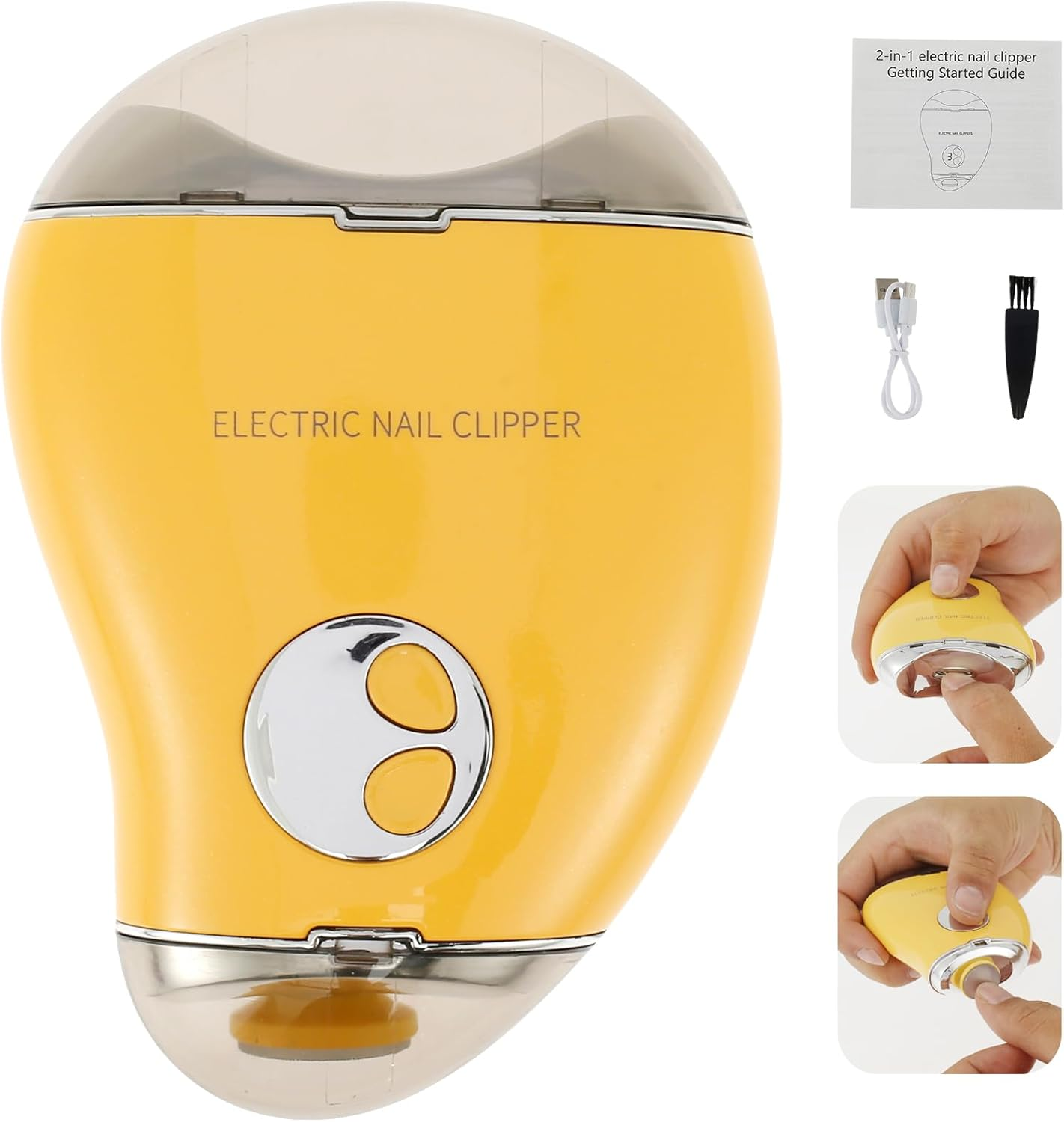 Electric Nail Clipper, 3 Speeds Levels Electric Nail Trimmer with Nail Clip Storage Rechargeable Automatic Nail Clipper Portable Electric Fingernail Cutter Safety Fingernail Trimmer for Adult Kids (White)