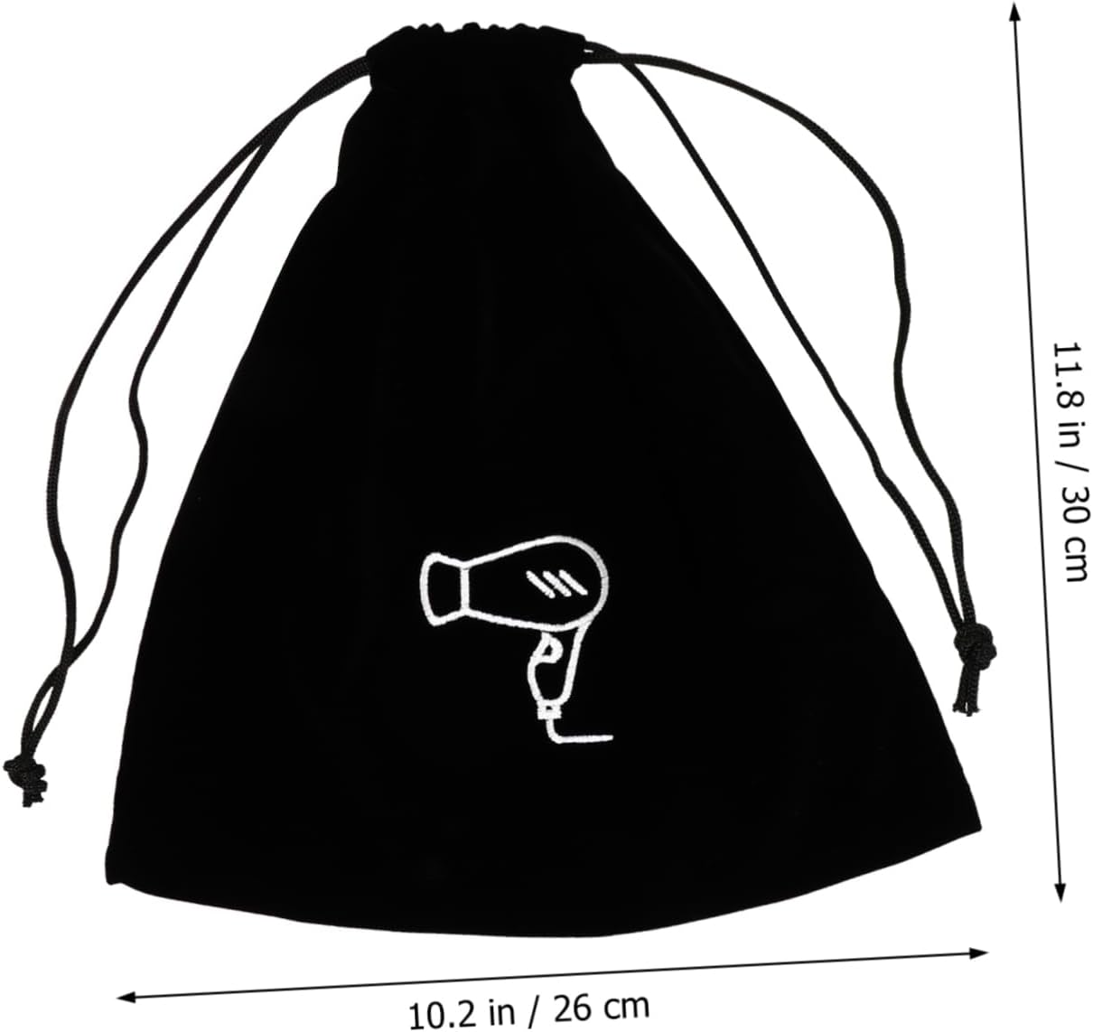 CTIRCHIU Black Flannel Hair Dryer Storage Pouch with Drawstring Closure Capacity Travel Bag for Guest Organization and Easy Hanging image number 6