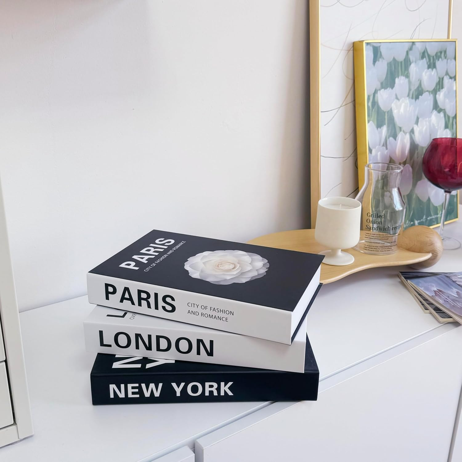 UPAUS Decorative Books for Home D&eacute;cor, Stylish Fake Books, Room Books Decor Aesthetic for Coffee Table Decor, Living Room, Table, Bookshelf Decor, Modern Hardcover Stacked Display Books (3 PCS) image number 4