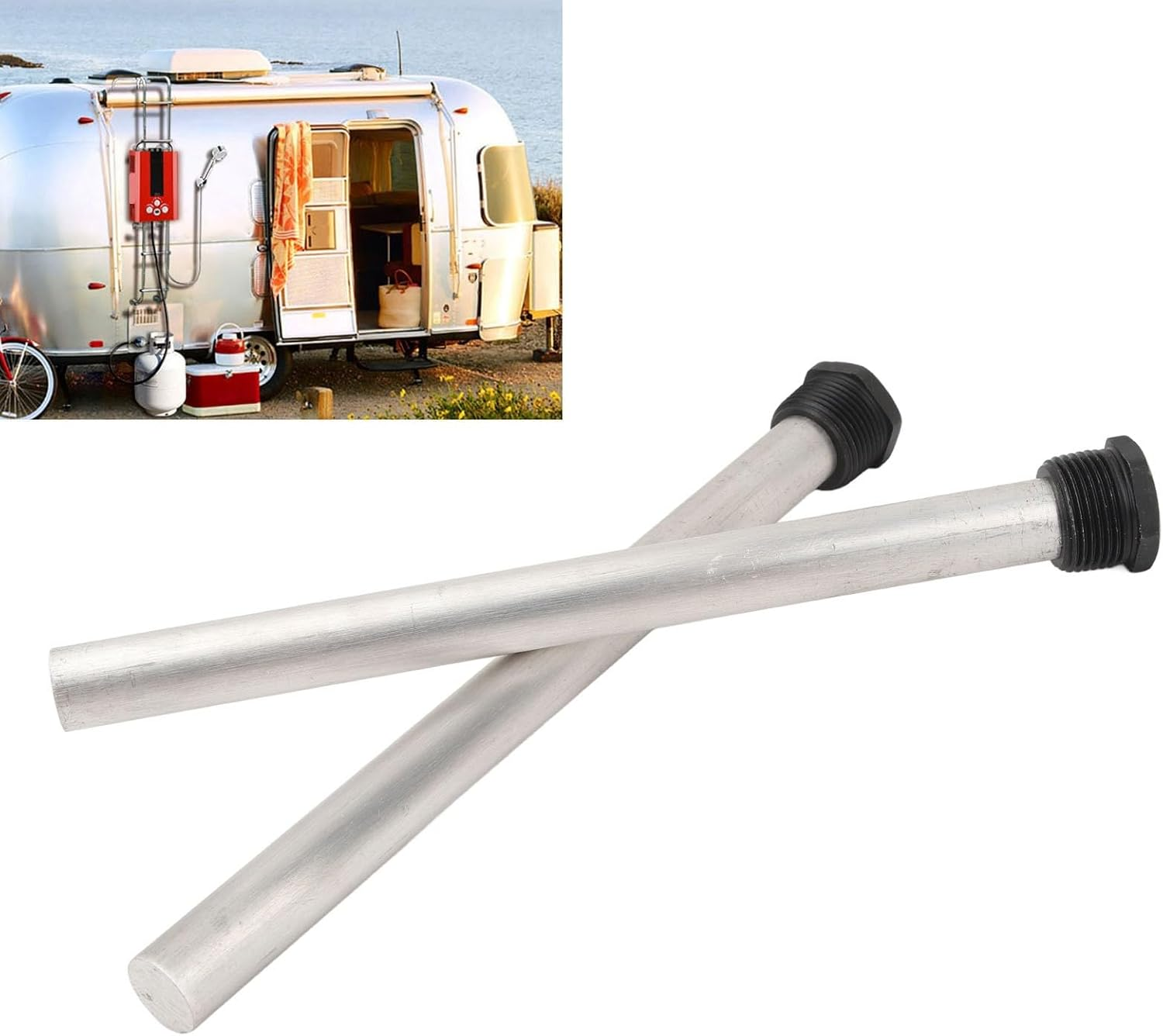 Jiawu 2 Pack RV Water Heater Anode Rods, Anode Rod for Hot Water Heater RV, 9.25In Length, 3/4In NPT image number 1