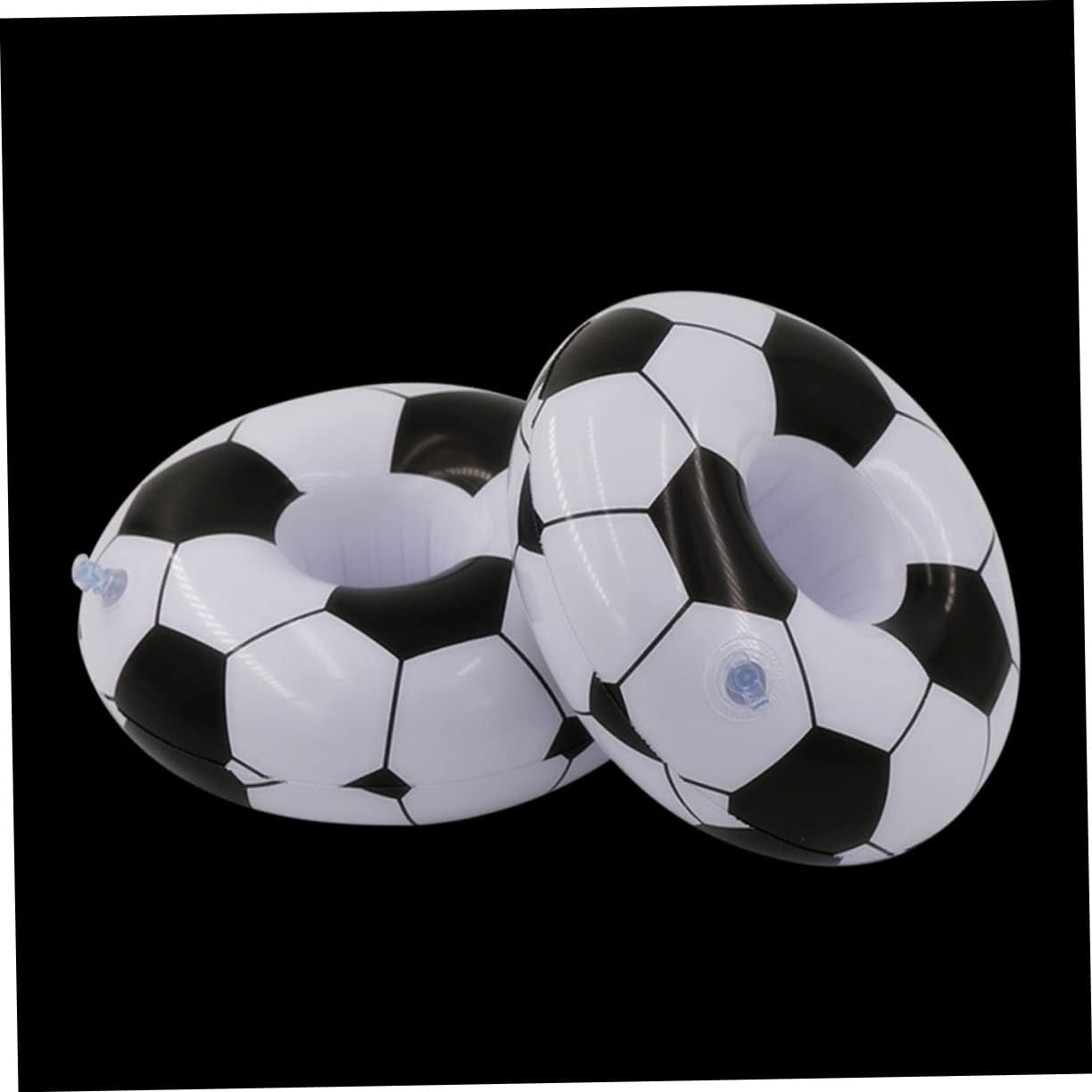 Totority 2Pcs Inflatable PVC Football Drink Floating Cup Holder for Pool Beach Soccer Ball Beach Drink Cup Holder for Party Decorations image number 2
