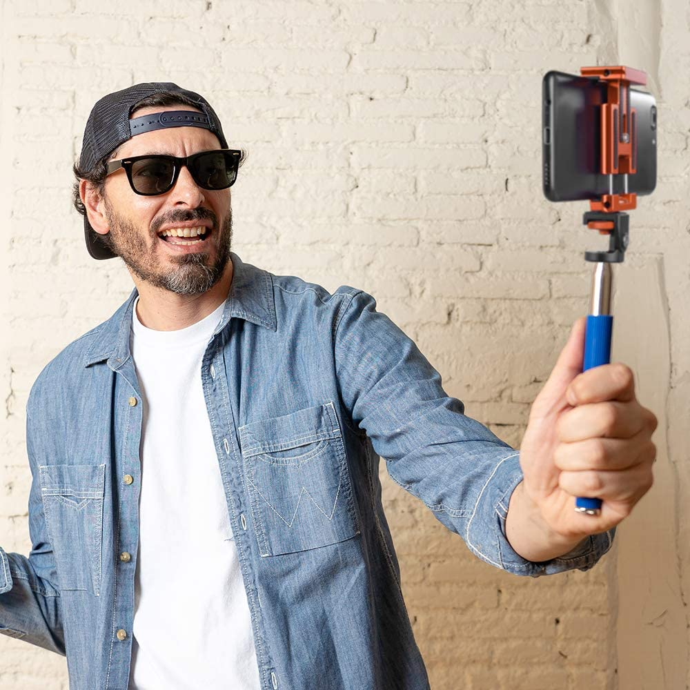 K&F Concept Smartphone Tripod Mount, Aluminum Alloy Lightweight Quick Release Plate with 1/4" Screw and Rubber Grip for Camera, Mobile Phone (Orange)