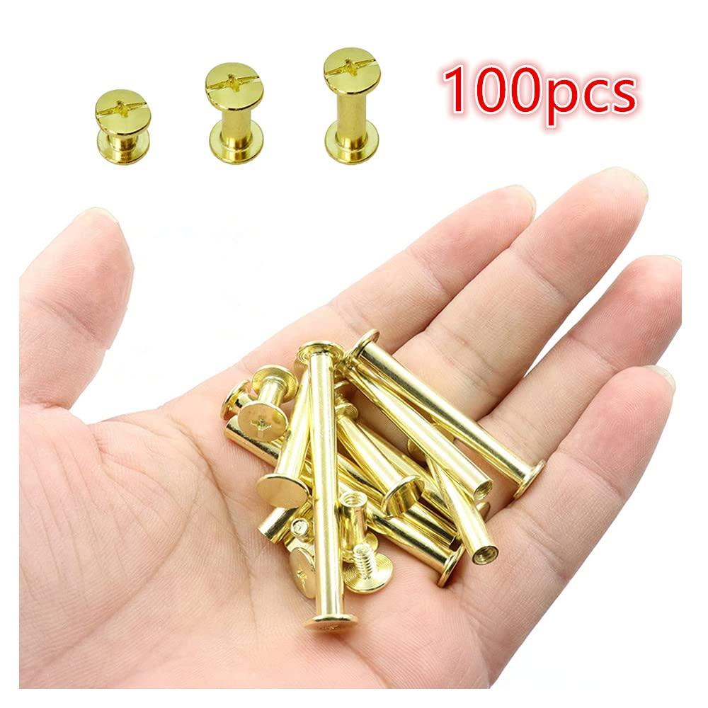 100 Sets Binding Chicago Screws, 5 Size Screw Posts for Bookbinding, Leather Photo Albums, round Flat Head (M5X5/6/8/10/20 Mm) image number 3