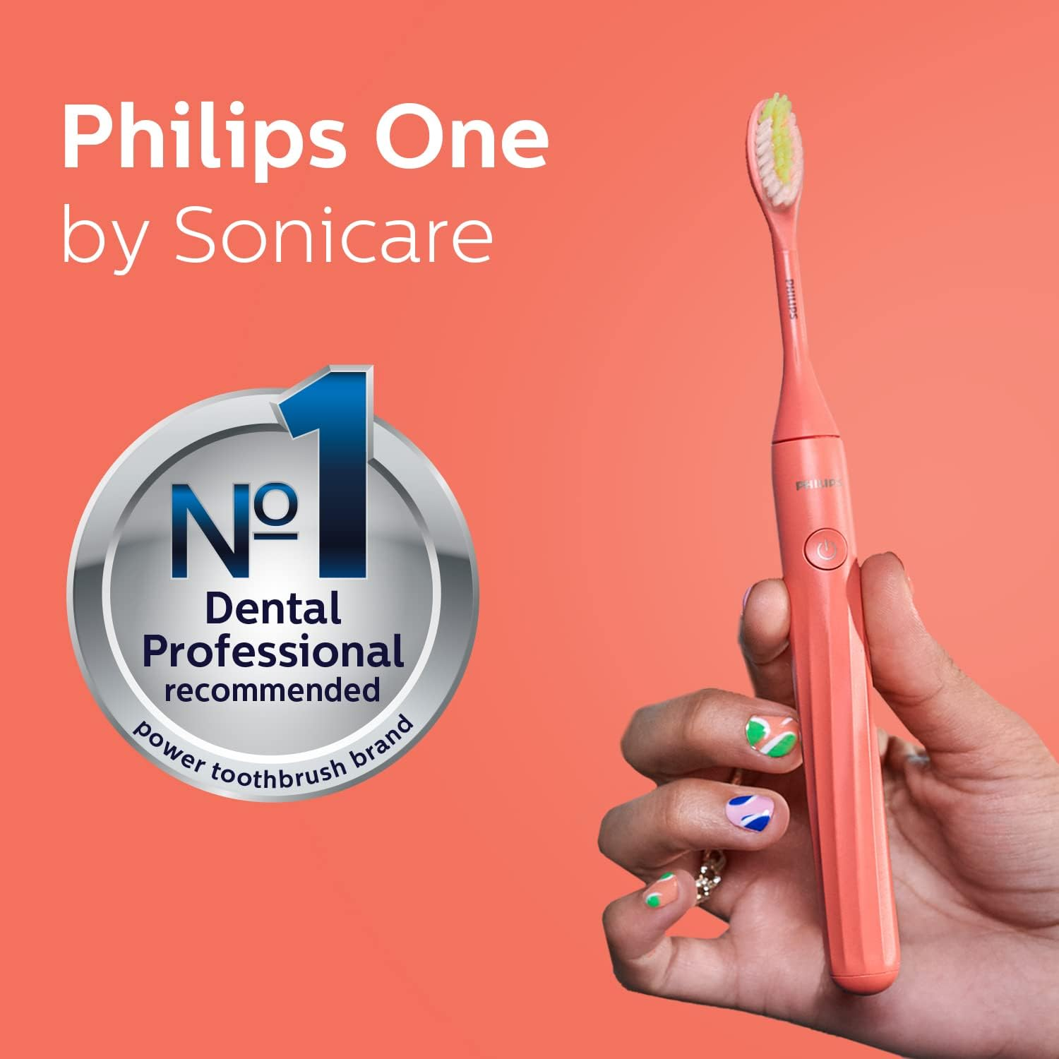 Philips One Electric Toothbrush by Sonicare HY1100/51 - Micro Vibrations, Soft Bristles That Gently Polish and Whiten Teeths, 3 Month Battery Life, 2 Minute Timer and Quadpacer Red image number 4