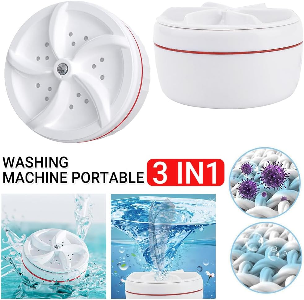 Personal Portable Washing Machine 3In1 Rotating Ultrasonic Turbine Washer USB AU image number 6