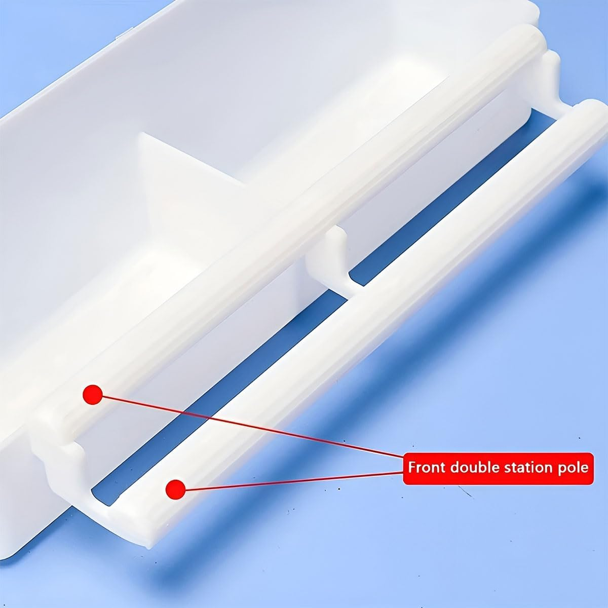 AIMALL Dual-Compartment Bird Feeder with Perch for Budgie Pigeon Peony Xuan Feng Cockatiel Parakeet 8.27X2.56X1.97In Plastic Cage Hanging Food and Water Trough Box image number 2