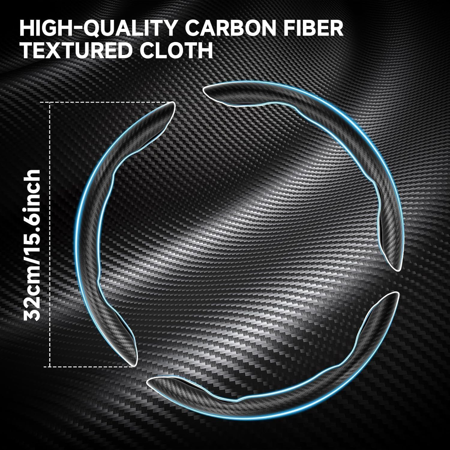 3-Piece Carbon Fiber Steering Wheel Cover Set &ndash; Anti-Slip Segmented & Butterfly Design Design Universal Fit for Most Cars, Segmented Wheel Protector Cover with Enhanced Grip (White) image number 5