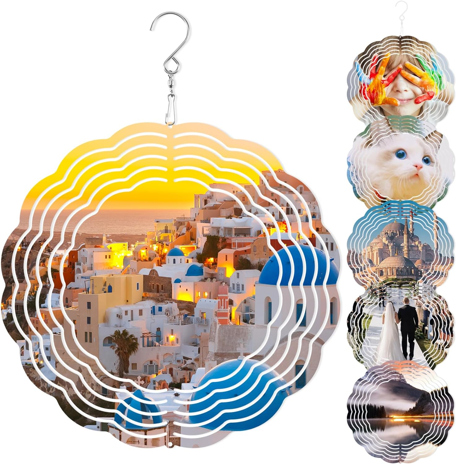 JUMXSRLE Sublimation Wind Spinner Blanks, 3D Aluminum Garden Hanging Wind Spinner Sublimation, Sublimation Blanks Spinner for Yards Garden Lawn Decoration Christmas Spinners Gift - 8 Inch 4 Pcs