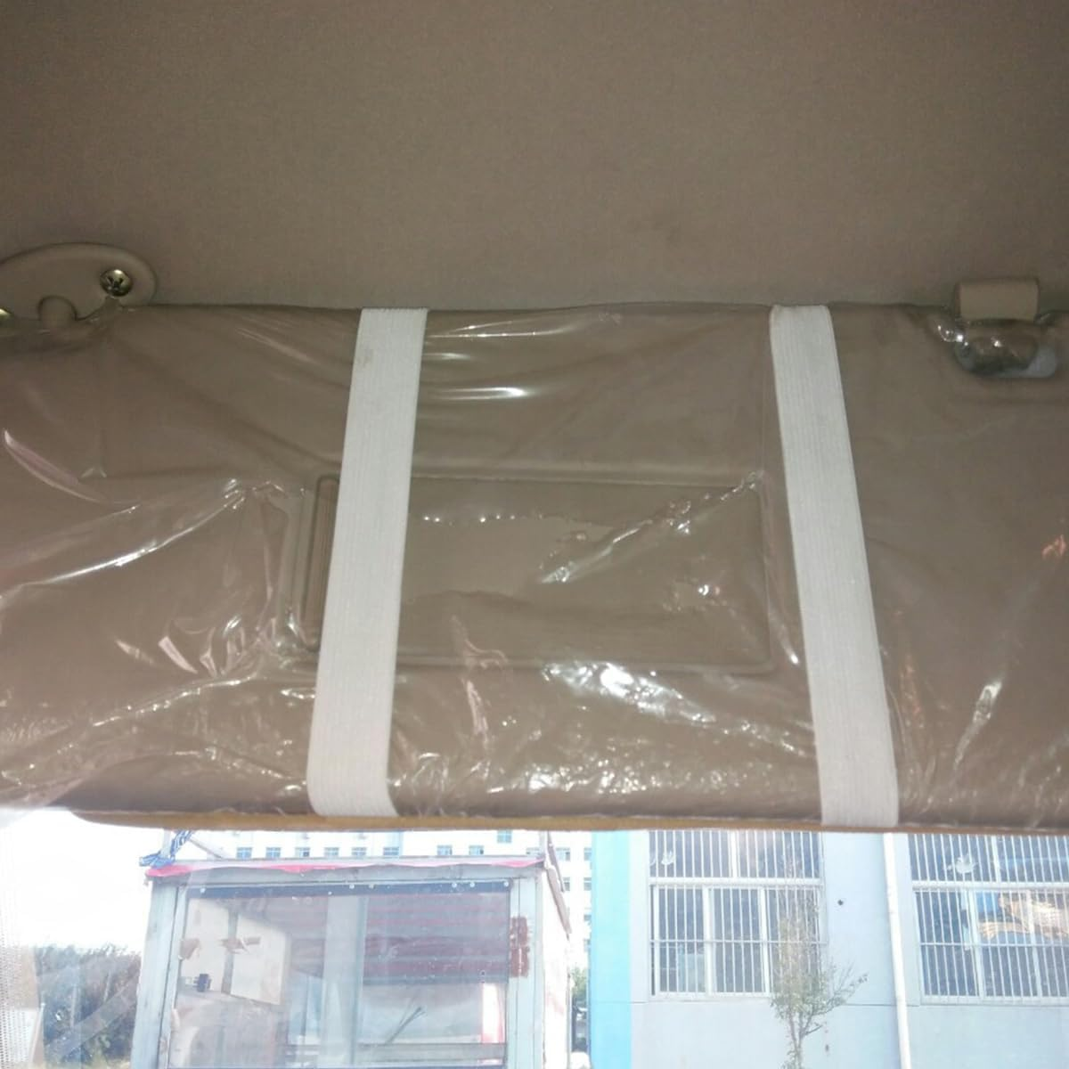 Car CD Holder Storage Case,Cd Case Holder for Car,Khaki Large Capacity CD Visor Case,Car Truck SUV Visor Organizer with 10 DVD Storage Sleeves 1 Mesh Pocket 1 Pen Holder Elastic Strap image number 4